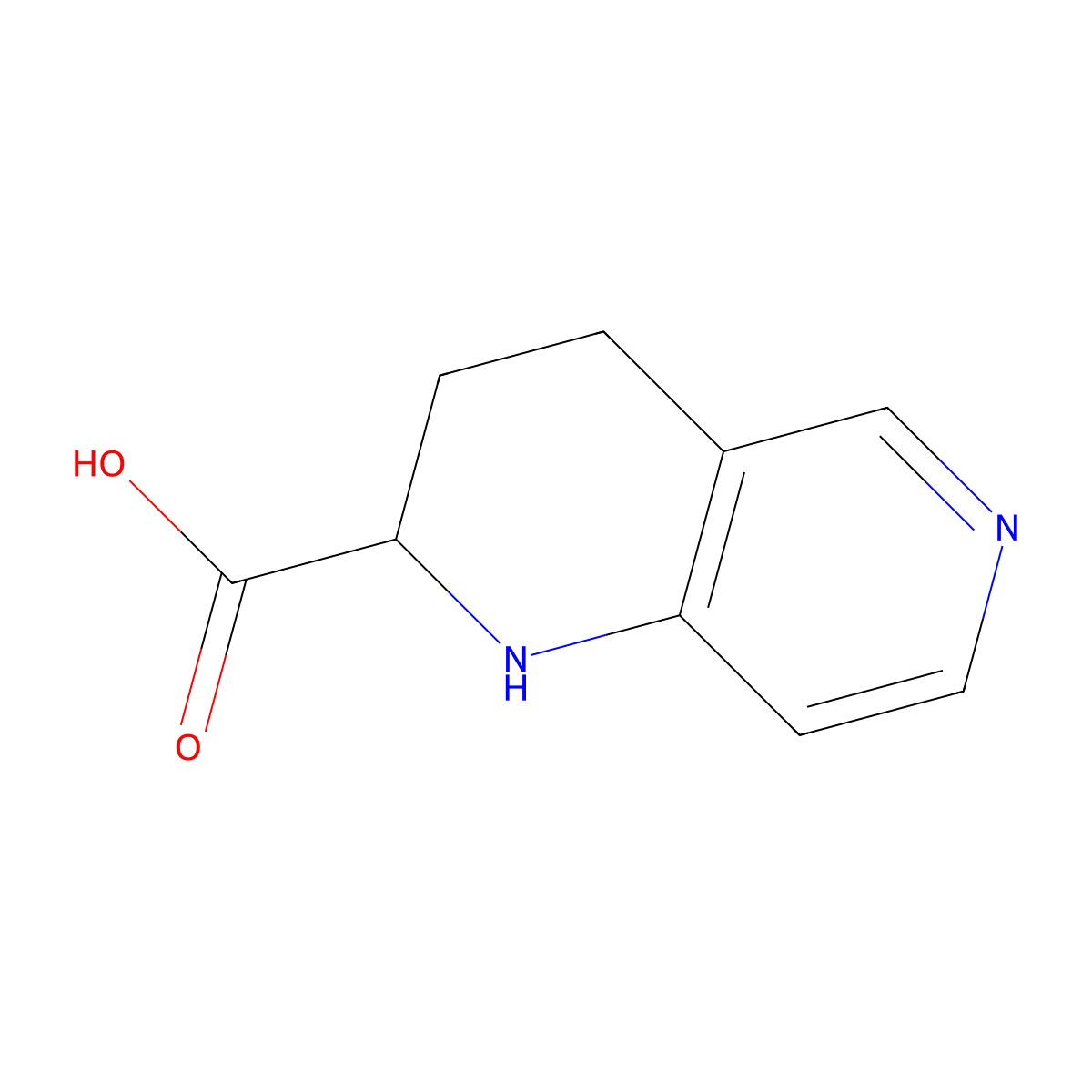 1,2,3,4-Tetrahydro-1,6-naphthyridine-2-carboxylic acid molecular structure, CAS 1256784-80-1