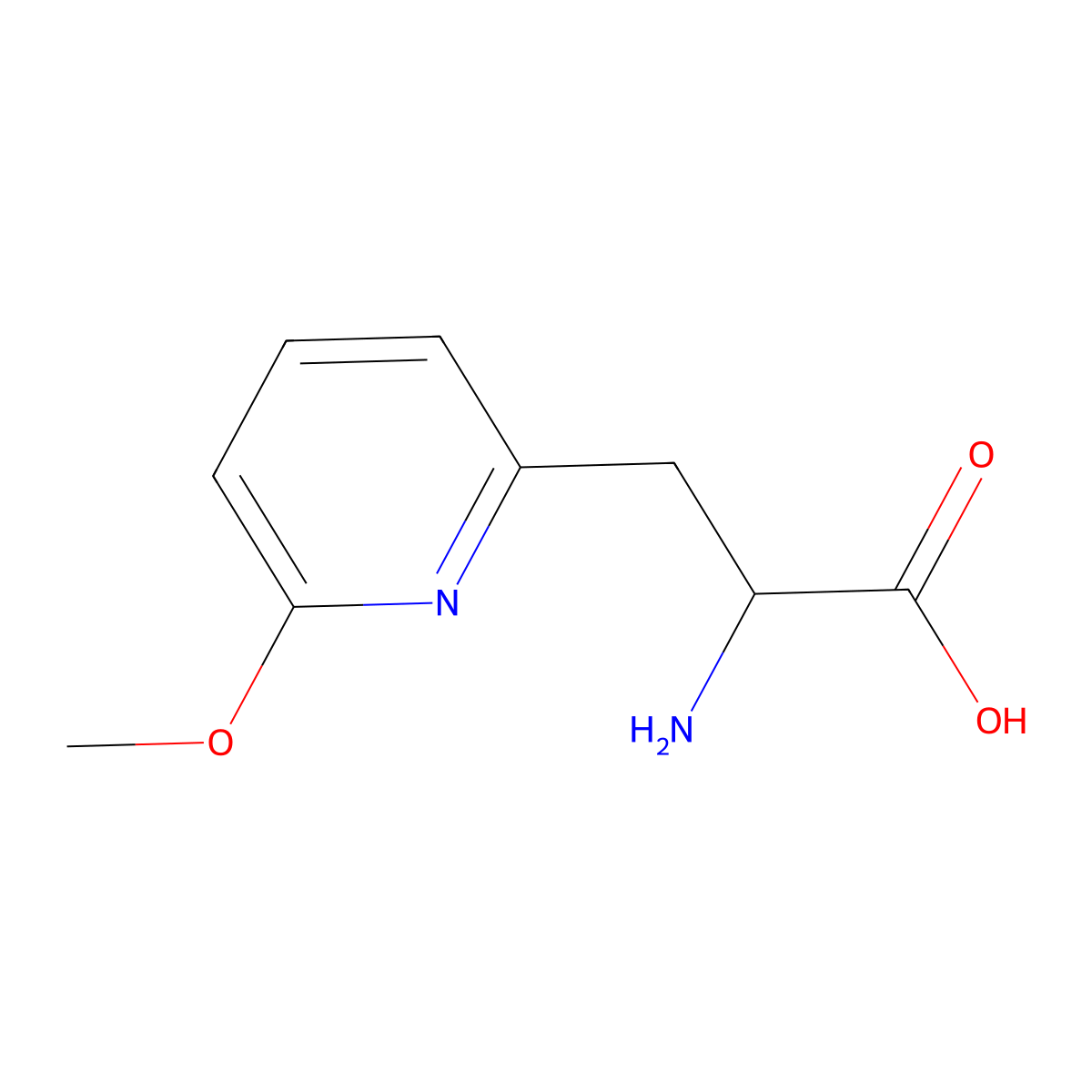 2-Amino-3-(6-methoxypyridin-2-yl)propanoic acid molecular structure, CAS 1256784-83-4