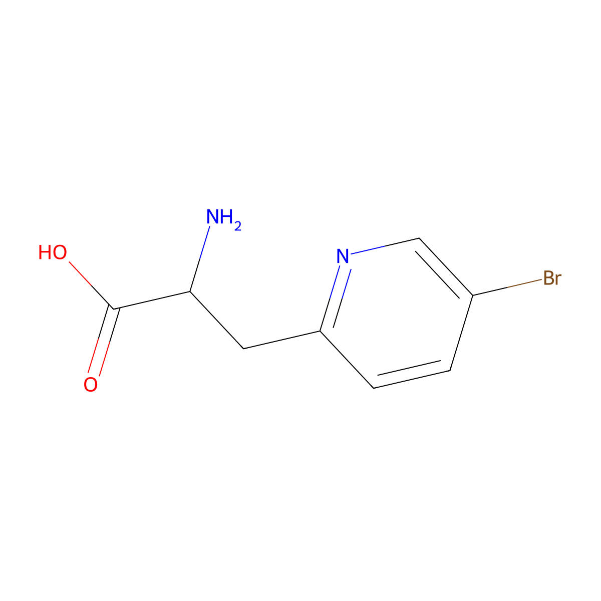 2-Amino-3-(5-bromopyridin-2-yl)propanoic acid molecular structure, CAS 1256785-10-0