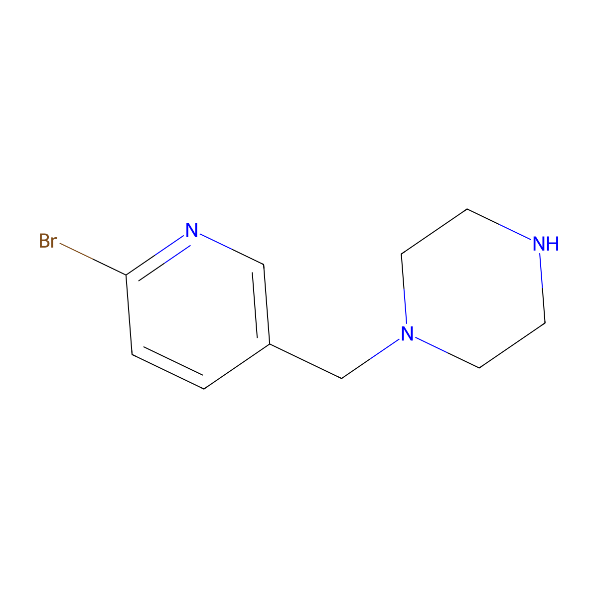 1-[(6-Bromopyridin-3-YL)methyl]piperazine molecular structure, CAS 1256785-25-7