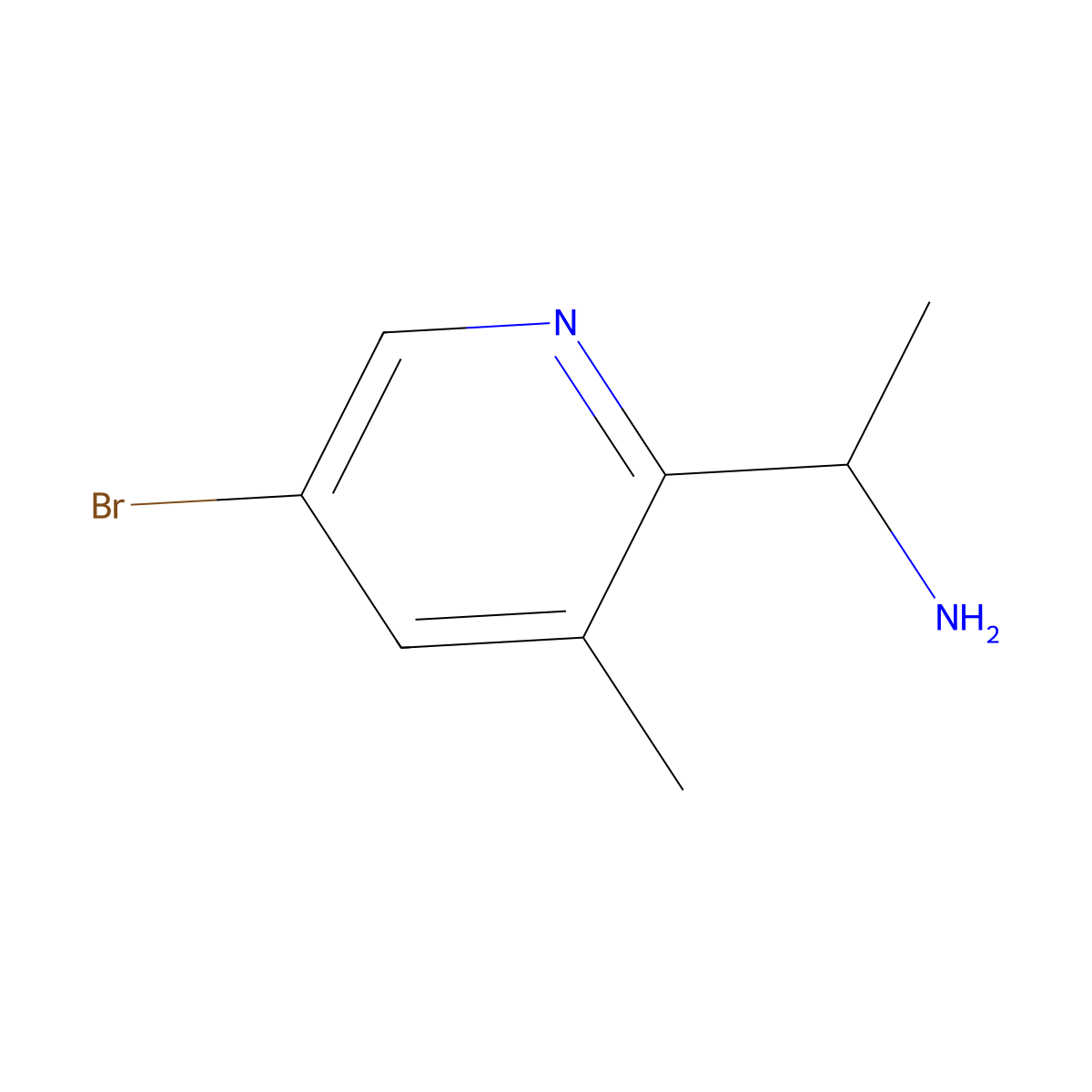 (1R)-1-(5-Bromo-3-methyl(2-pyridyl))ethylamine molecular structure, CAS 1256785-27-9