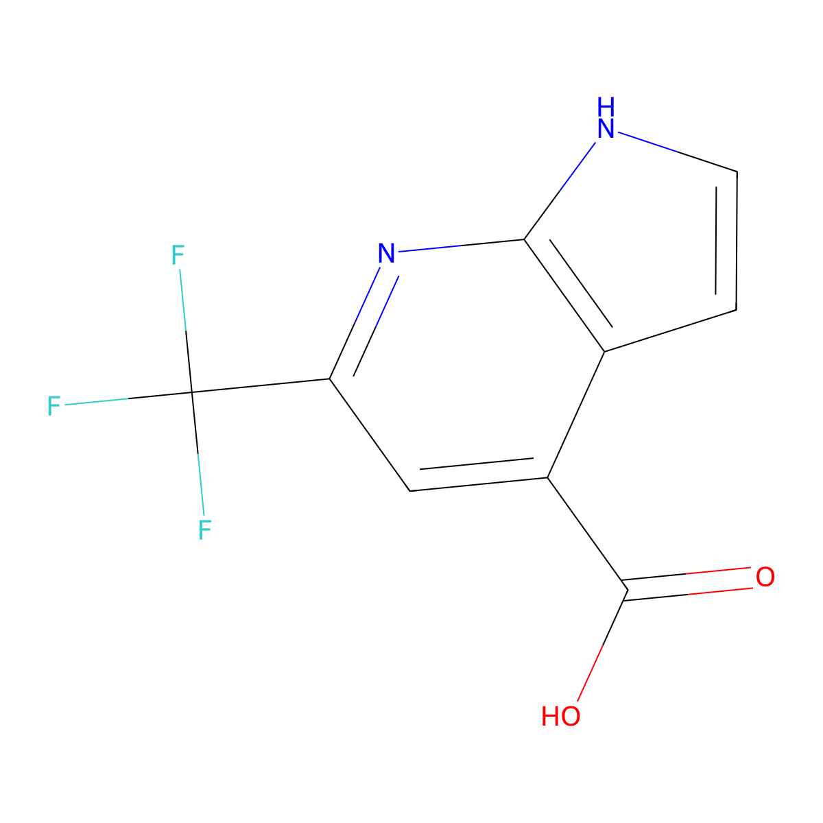 6-(trifluoromethyl)-1H-pyrrolo[2,3-b]pyridine-4-carboxylic acid molecular structure, CAS 1256785-34-8