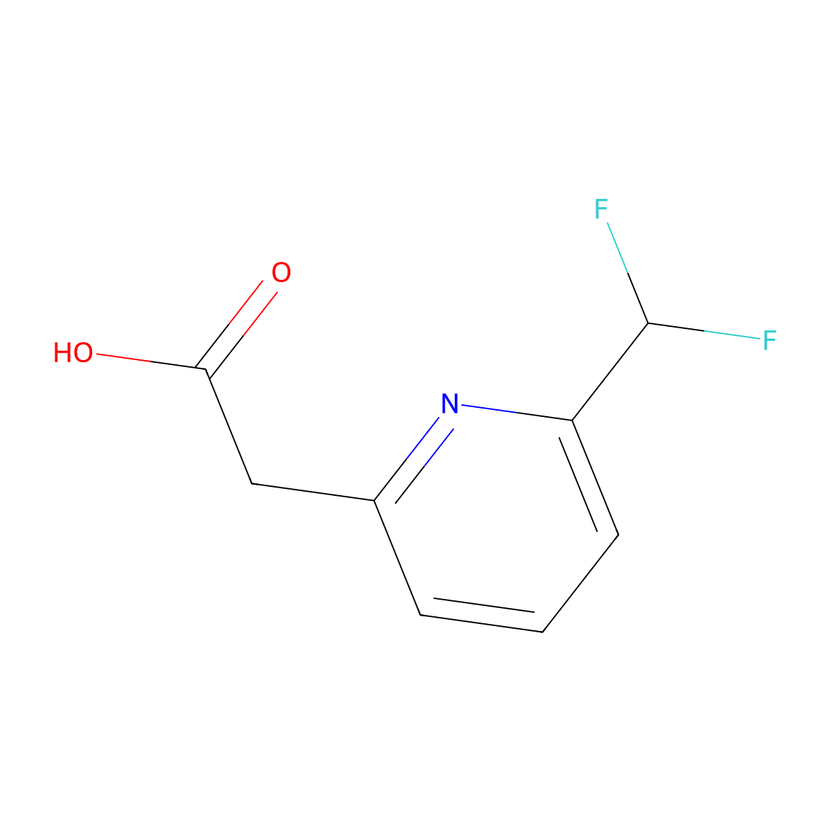 2-(Difluoromethyl)pyridine-6-acetic acid molecular structure, CAS 1256785-51-9