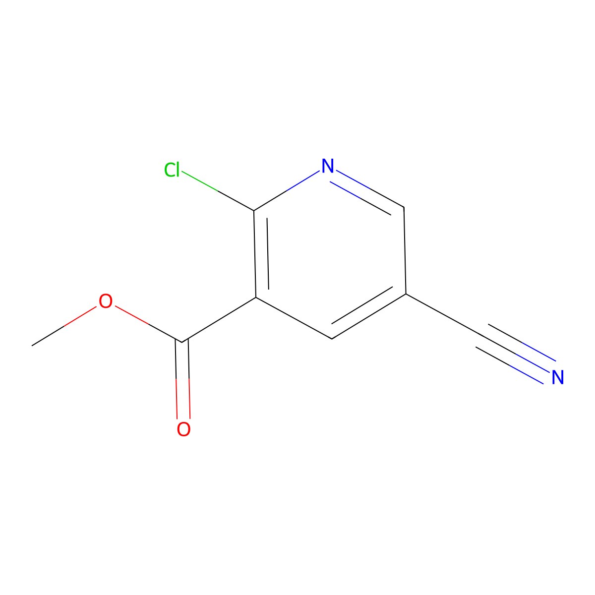 Methyl 2-chloro-5-cyanopyridine-3-carboxylate molecular structure, CAS 1256785-53-1