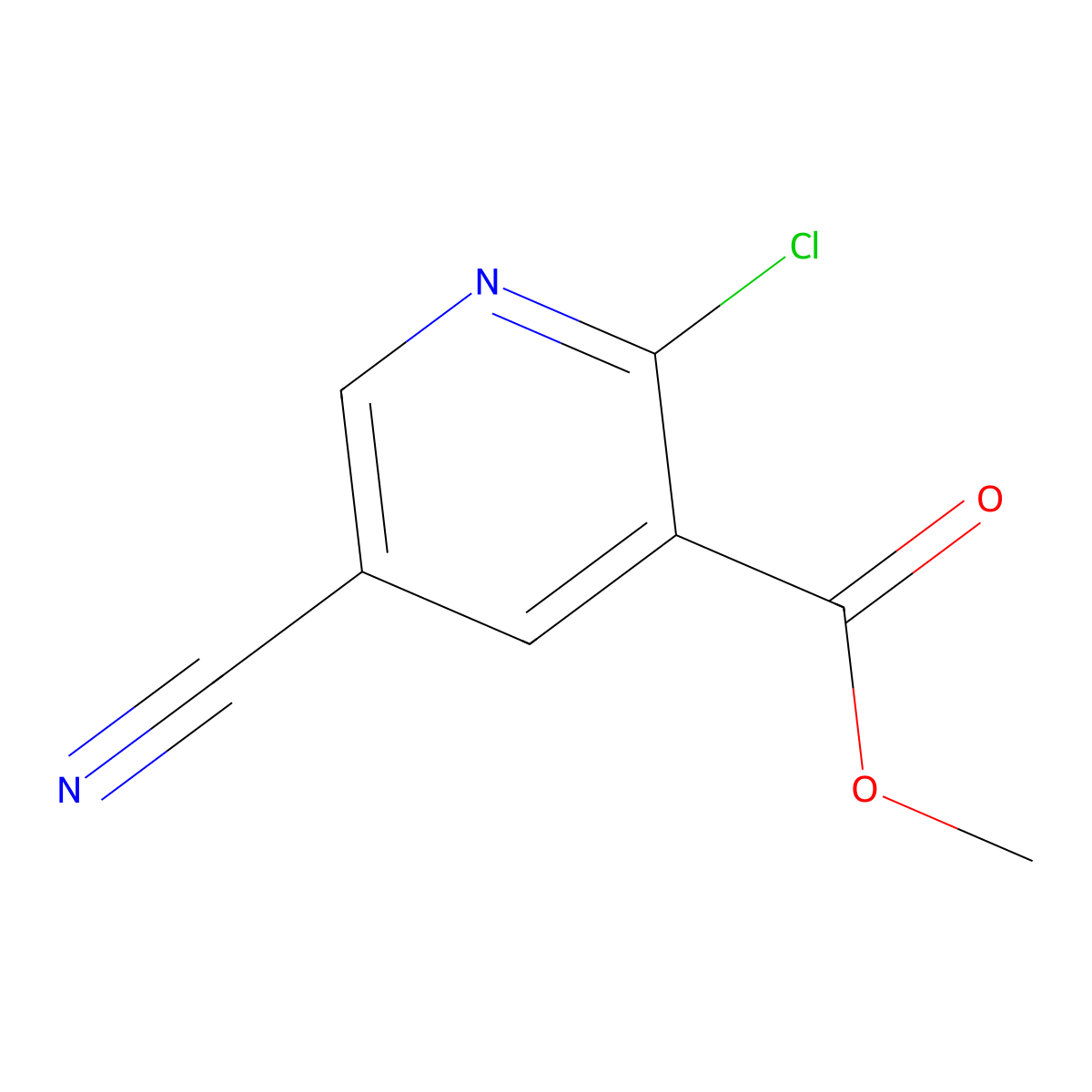 Methyl 2-chloro-5-cyanopyridine-3-carboxylate molecular structure, CAS 1256785-53-1
