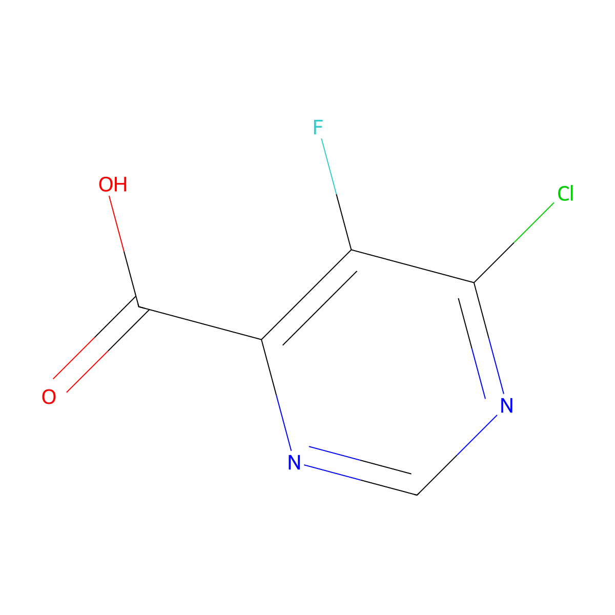 6-Chloro-5-fluoropyrimidine-4-carboxylic acid molecular structure, CAS 1256785-64-4