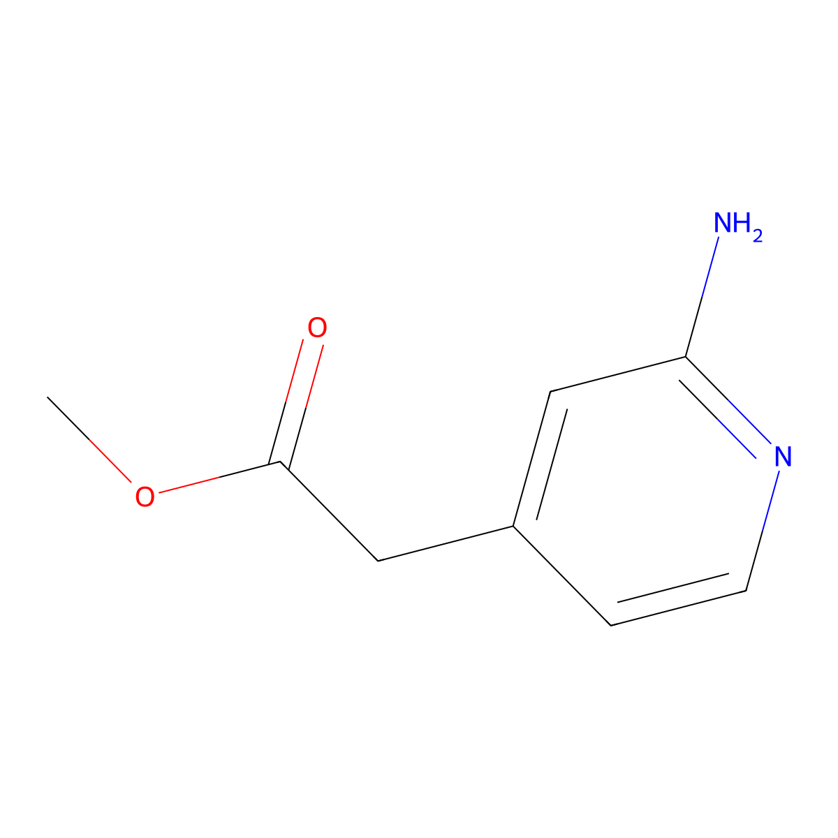 Methyl 2-(2-aminopyridin-4-yl)acetate molecular structure, CAS 1256785-96-2