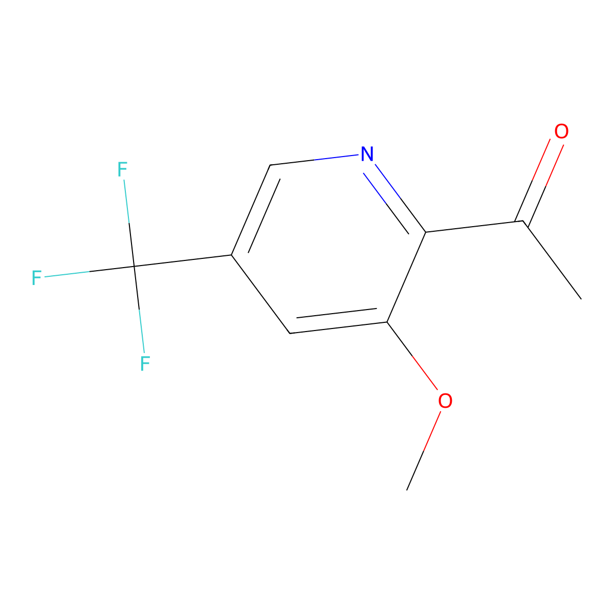 1-(3-Methoxy-5-(trifluoromethyl)pyridin-2-yl)ethanone molecular structure, CAS 1256786-08-9