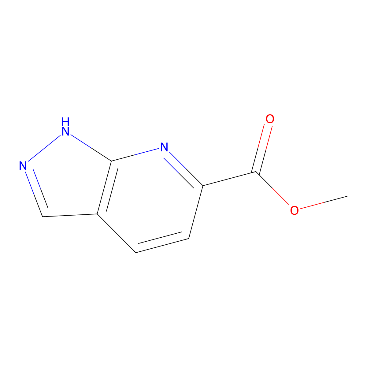 Methyl 1H-pyrazolo(3,4-b)pyridine-6-carboxylate molecular structure, CAS 1256786-55-6