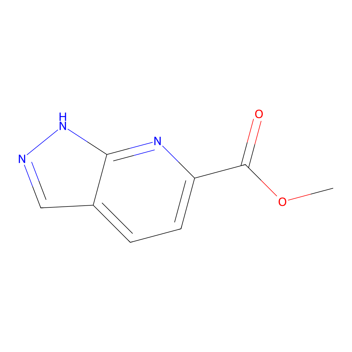 Methyl 1H-pyrazolo(3,4-b)pyridine-6-carboxylate molecular structure, CAS 1256786-55-6