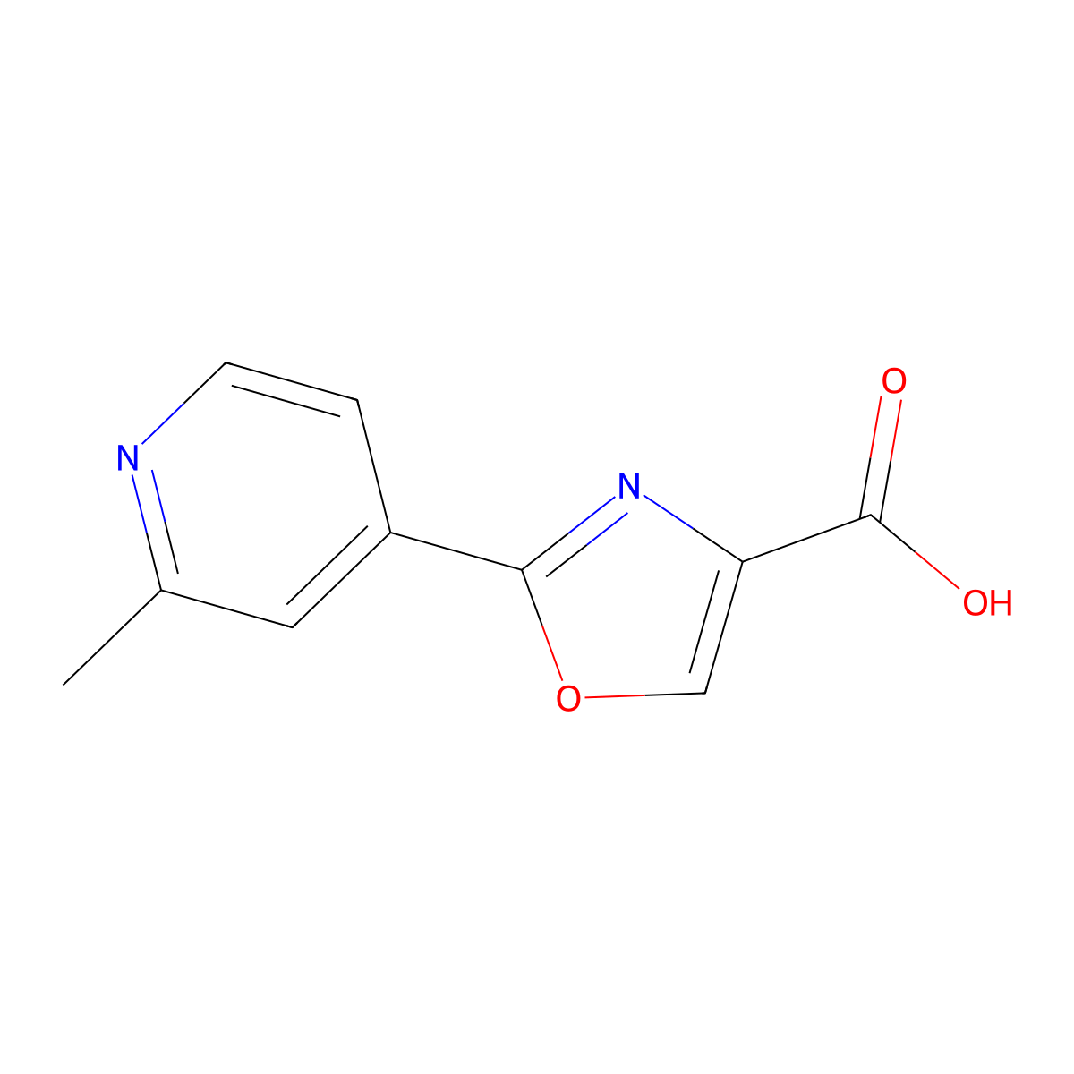 2-(2-Methylpyridin-4-yl)-1,3-oxazole-4-carboxylic acid molecular structure, CAS 1256786-78-3