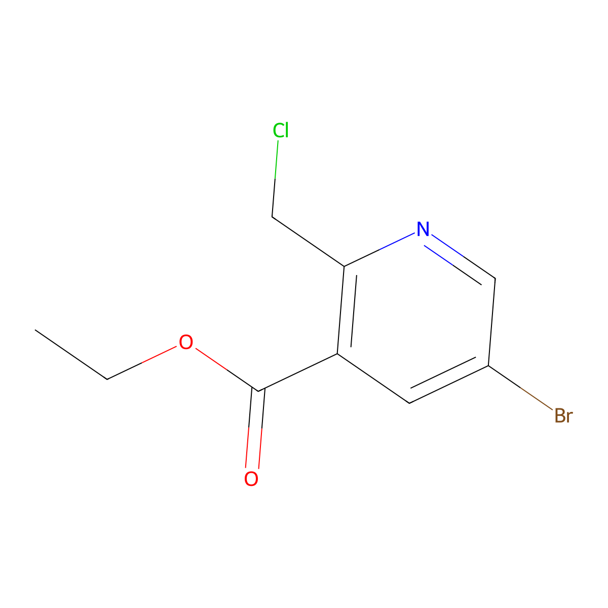 Ethyl 5-bromo-2-(chloromethyl)nicotinate molecular structure, CAS 1256786-91-0