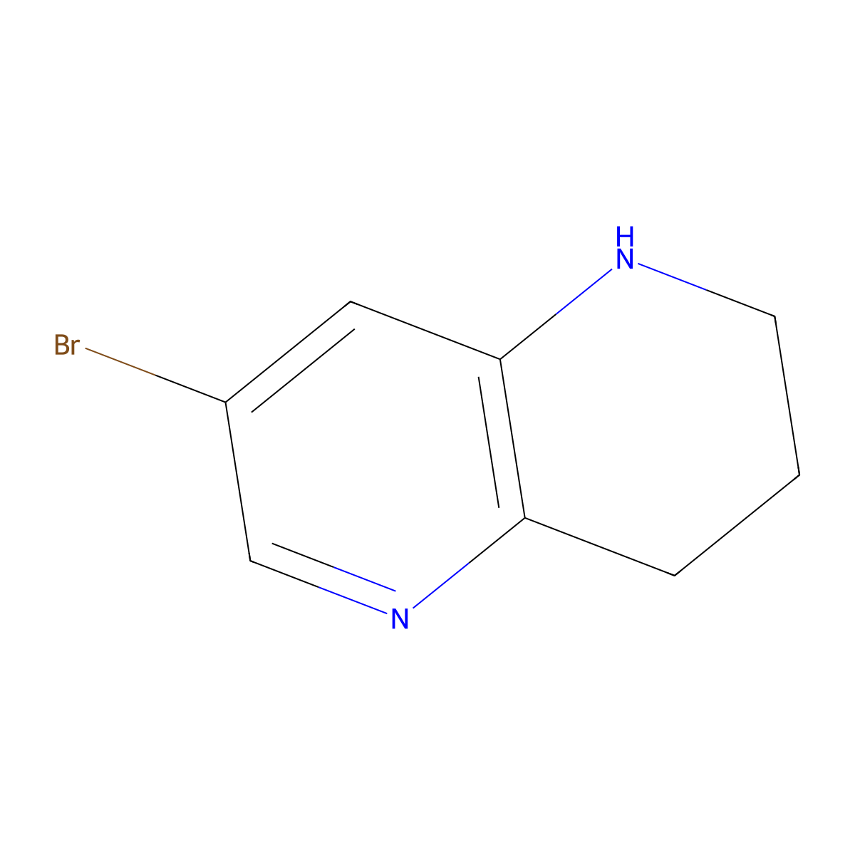 7-Bromo-1,2,3,4-tetrahydro-1,5-naphthyridine molecular structure, CAS 1256787-10-6