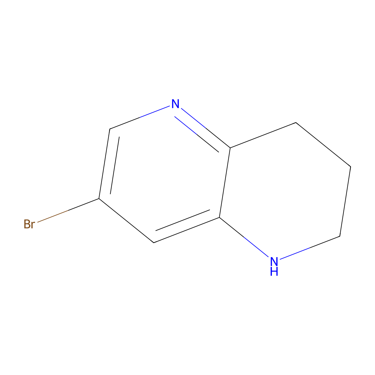 7-Bromo-1,2,3,4-tetrahydro-1,5-naphthyridine molecular structure, CAS 1256787-10-6