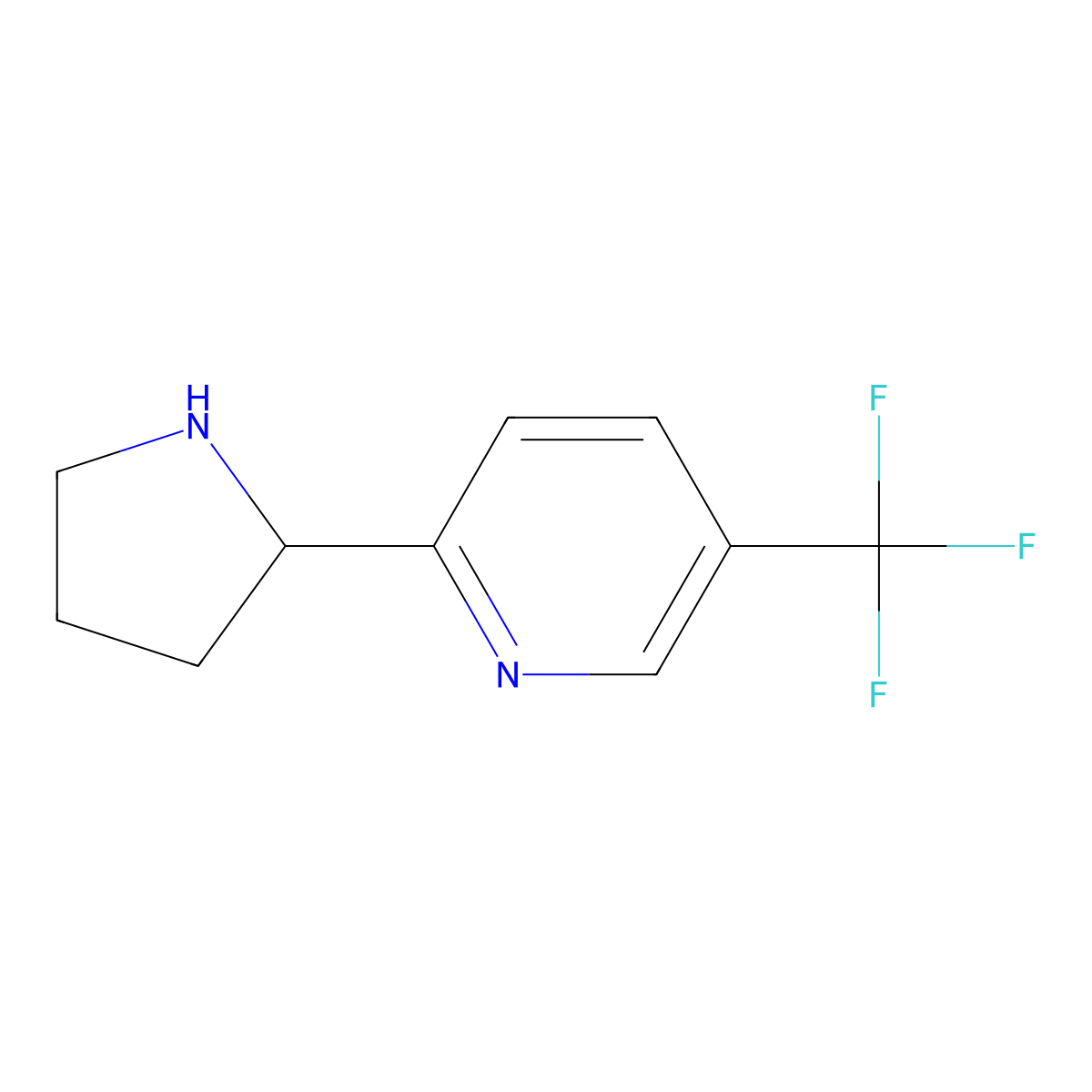 2-Pyrrolidin-2-yl-5-(trifluoromethyl)pyridine molecular structure, CAS 1256787-20-8