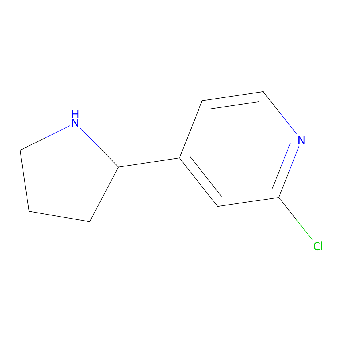 2-Chloro-4-(2-pyrrolidinyl)pyridine molecular structure, CAS 1256787-30-0