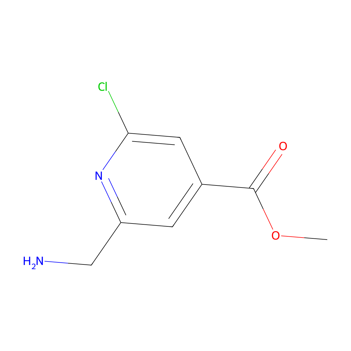 Methyl 2-(aminomethyl)-6-chloroisonicotinate molecular structure, CAS 1256787-39-9