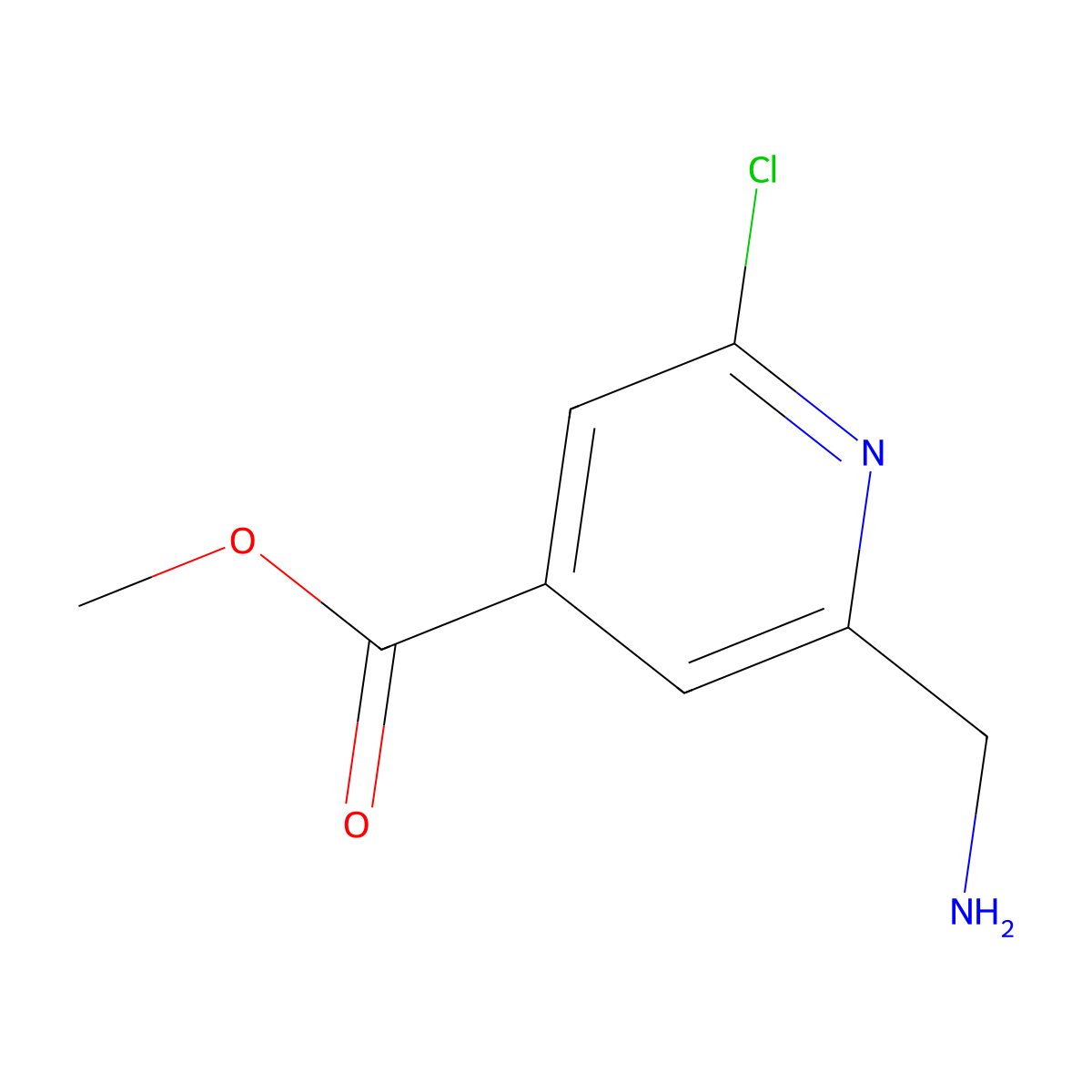 Methyl 2-(aminomethyl)-6-chloroisonicotinate molecular structure, CAS 1256787-39-9