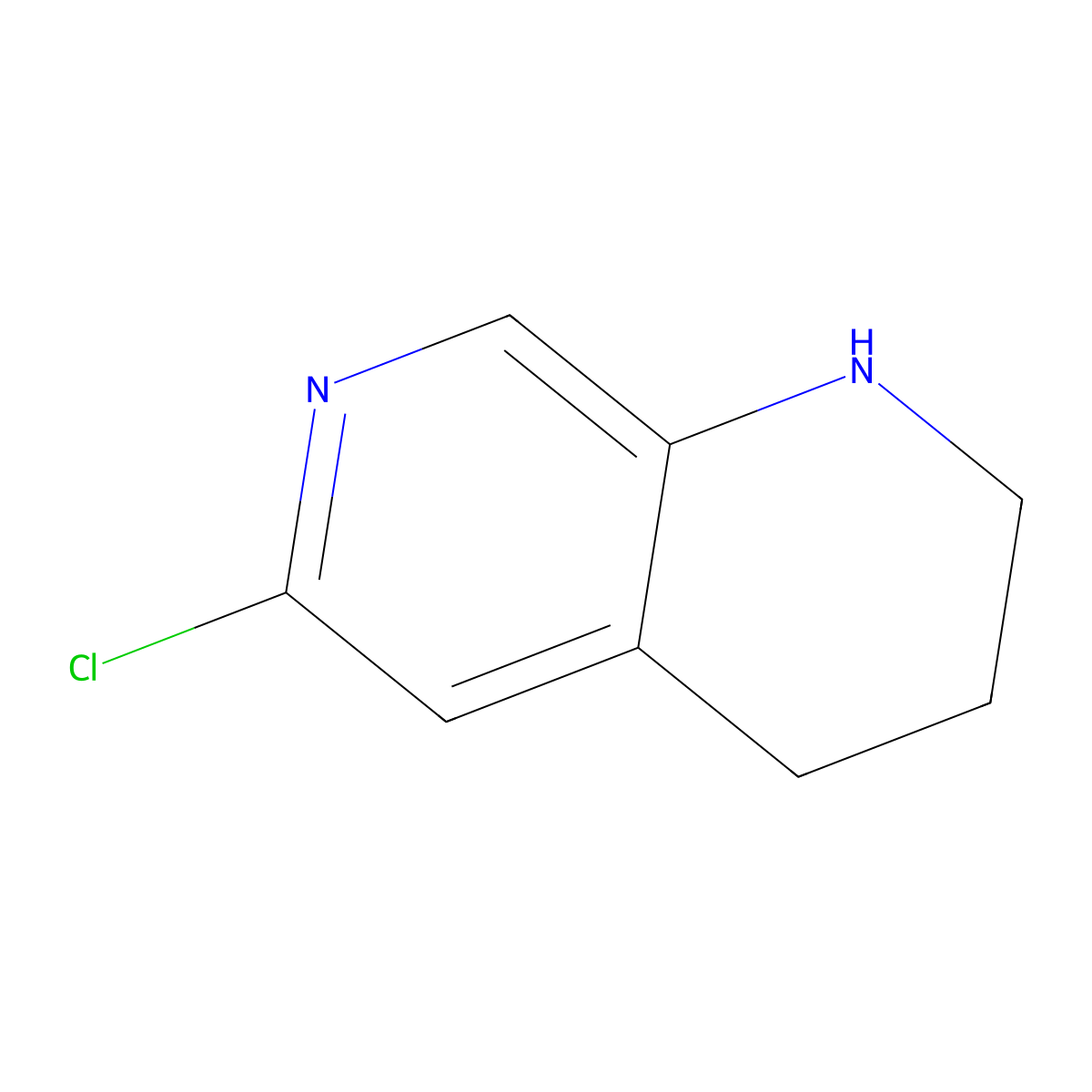 6-Chloro-1,2,3,4-tetrahydro-1,7-naphthyridine molecular structure, CAS 1256787-50-4