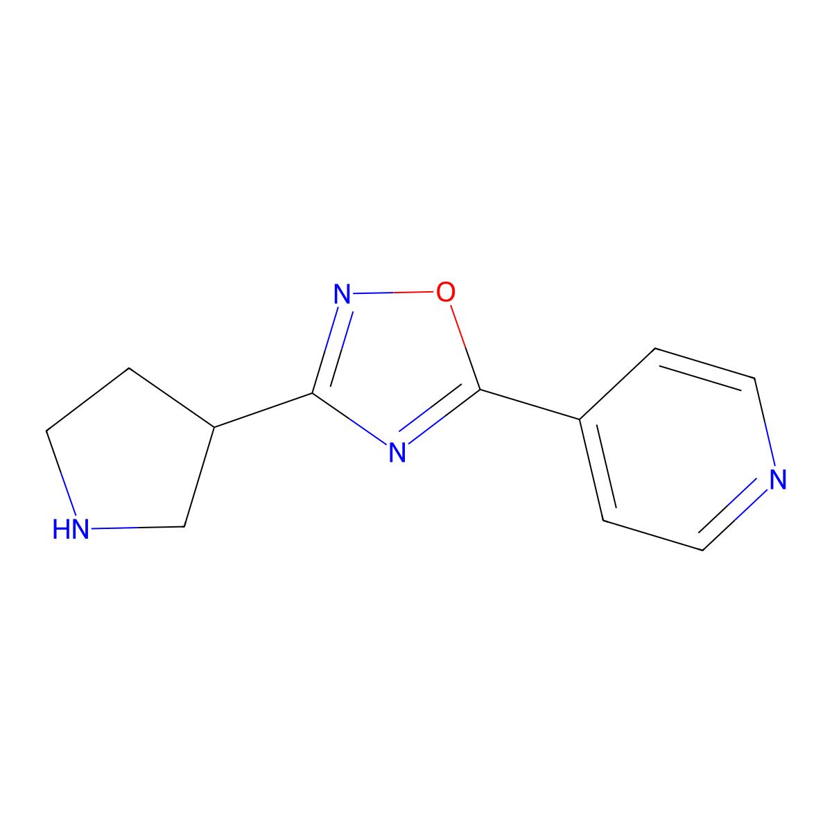 5-(Pyridin-4-yl)-3-(pyrrolidin-3-yl)-1,2,4-oxadiazole molecular structure, CAS 1256787-91-3
