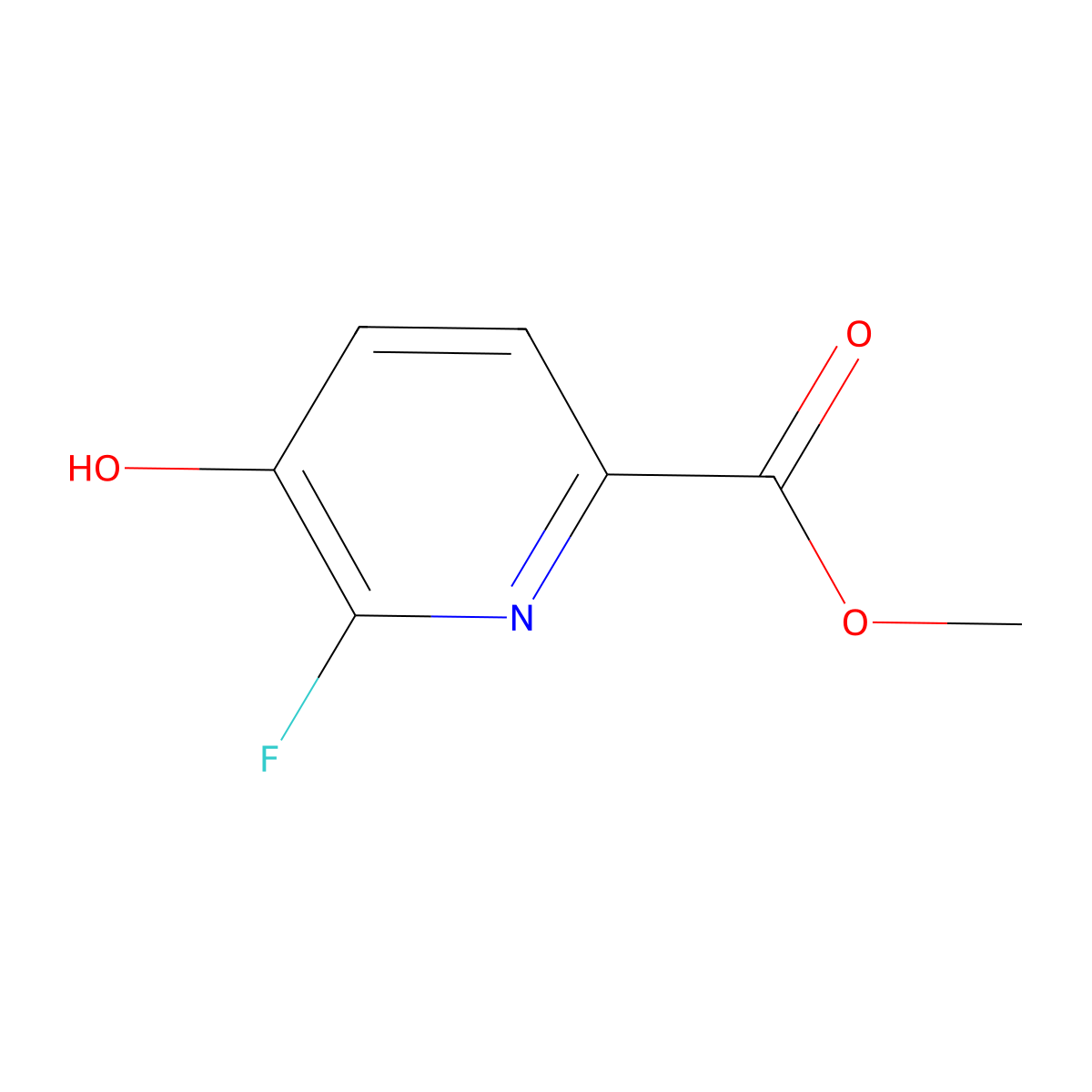 Methyl 6-fluoro-5-hydroxypyridine-2-carboxylate molecular structure, CAS 1256788-43-8