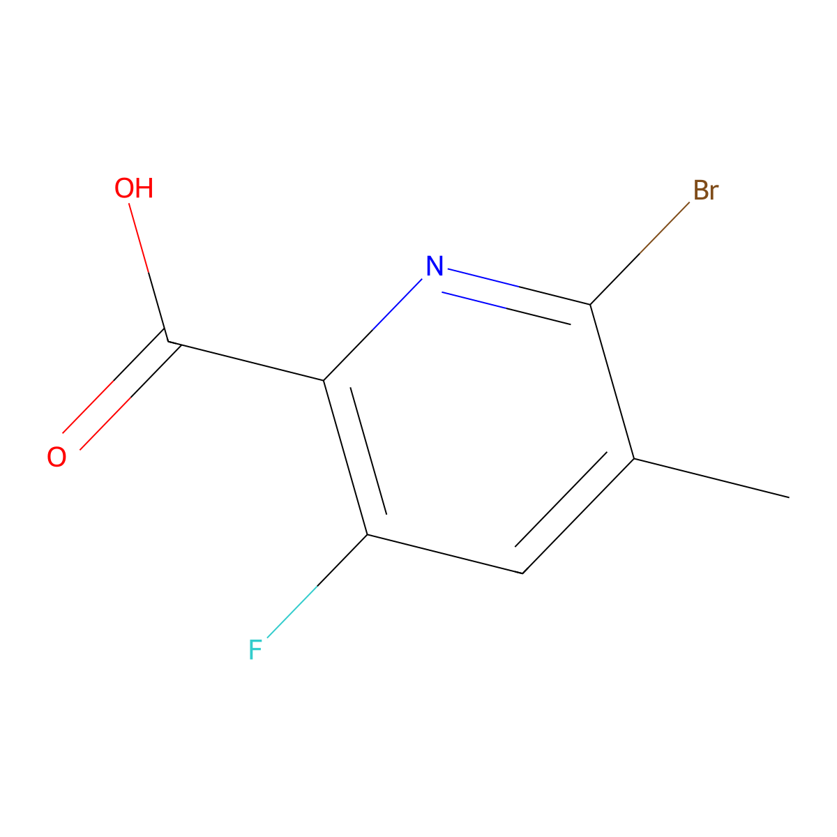 6-Bromo-3-fluoro-5-methylpyridine-2-carboxylic acid molecular structure, CAS 1256788-52-9