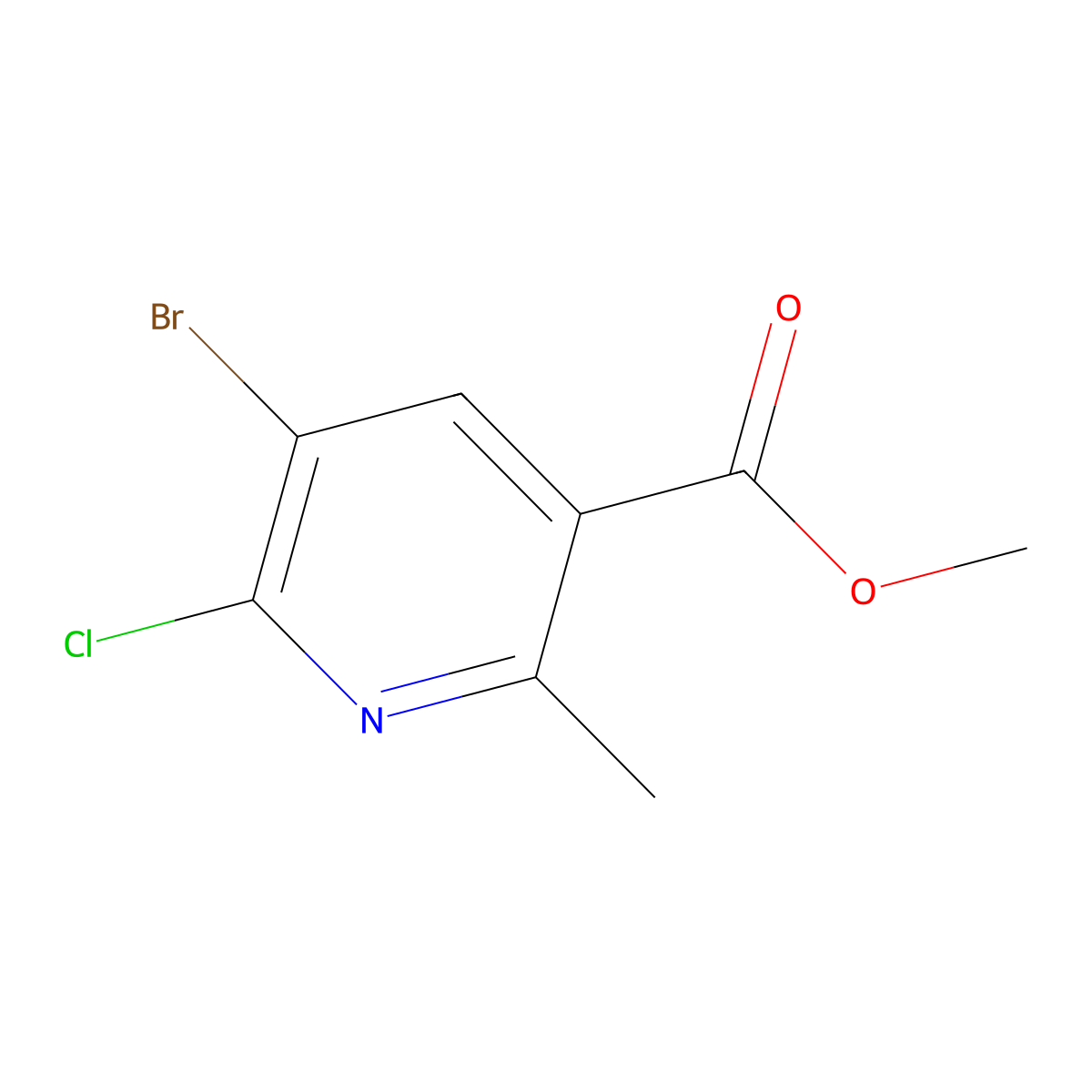Methyl 5-bromo-6-chloro-2-methylnicotinate molecular structure, CAS 1256788-63-2