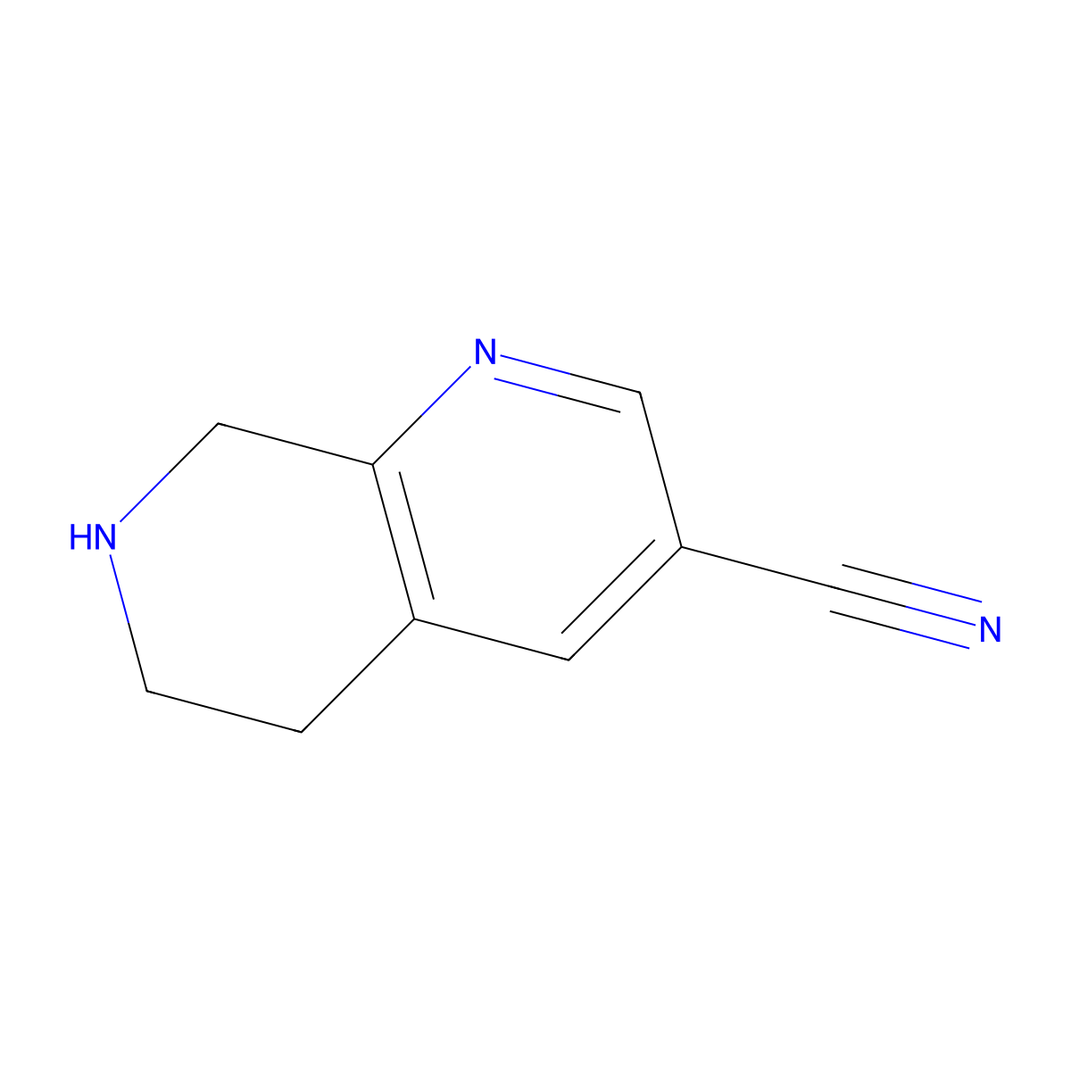 5,6,7,8-Tetrahydro-1,7-naphthyridine-3-carbonitrile molecular structure, CAS 1256789-04-4