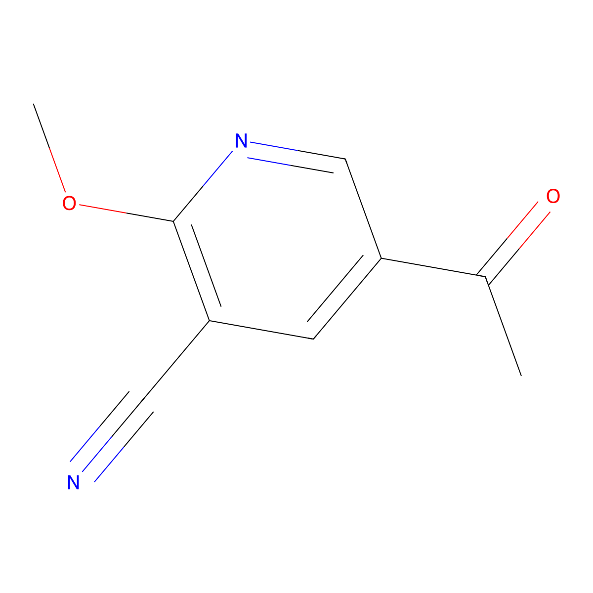 3-Pyridinecarbonitrile, 5-acetyl-2-methoxy- molecular structure, CAS 1256789-12-4