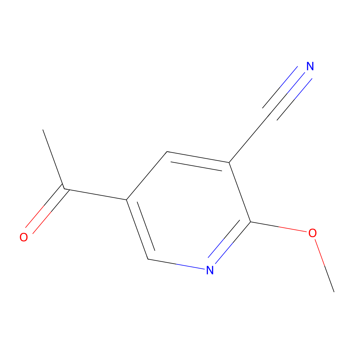 3-Pyridinecarbonitrile, 5-acetyl-2-methoxy- molecular structure, CAS 1256789-12-4