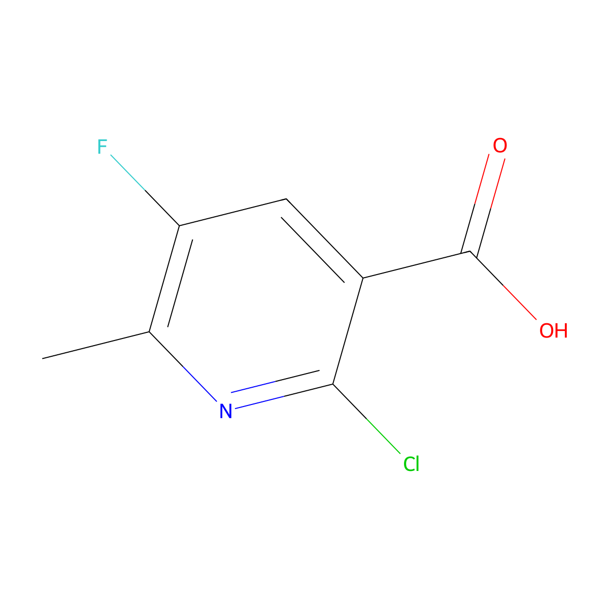 2-Chloro-5-fluoro-6-methylnicotinic acid molecular structure, CAS 1256789-18-0
