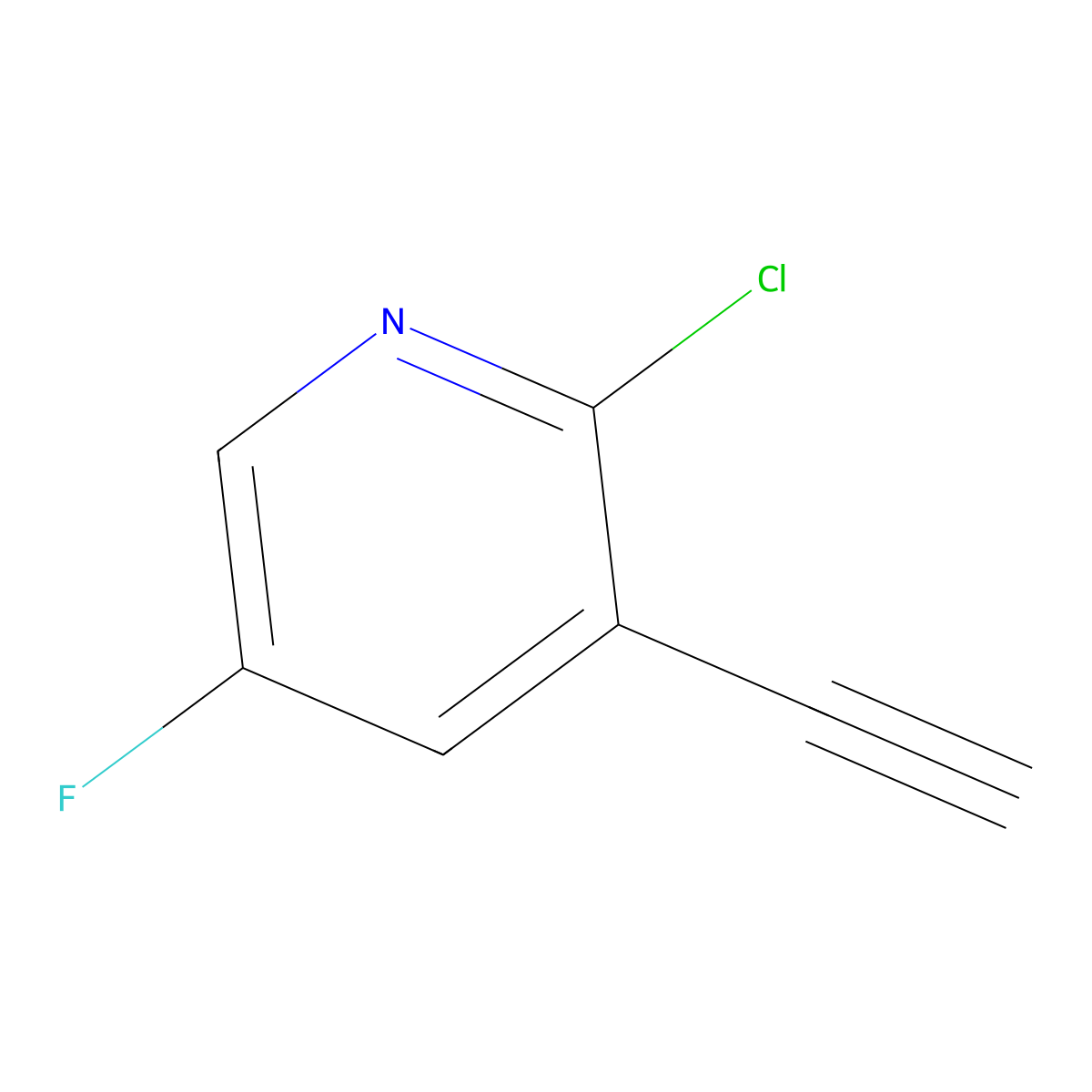 2-Chloro-3-ethynyl-5-fluoropyridine molecular structure, CAS 1256789-32-8