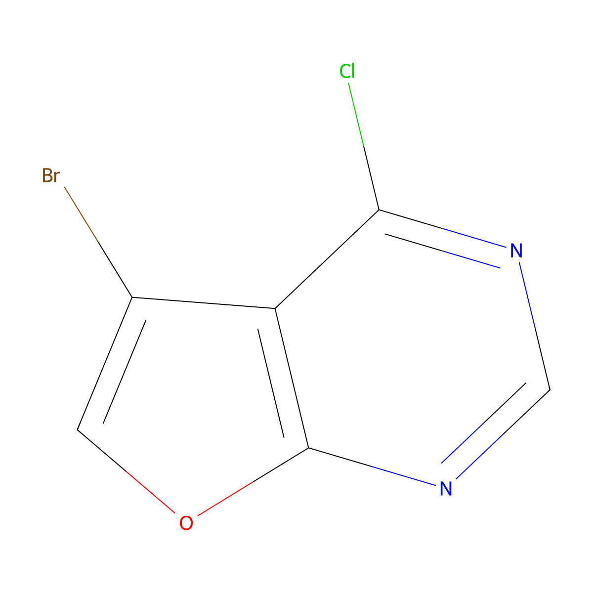 5-Bromo-4-chlorofuro[2,3-d]pyrimidine molecular structure, CAS 1256789-37-3