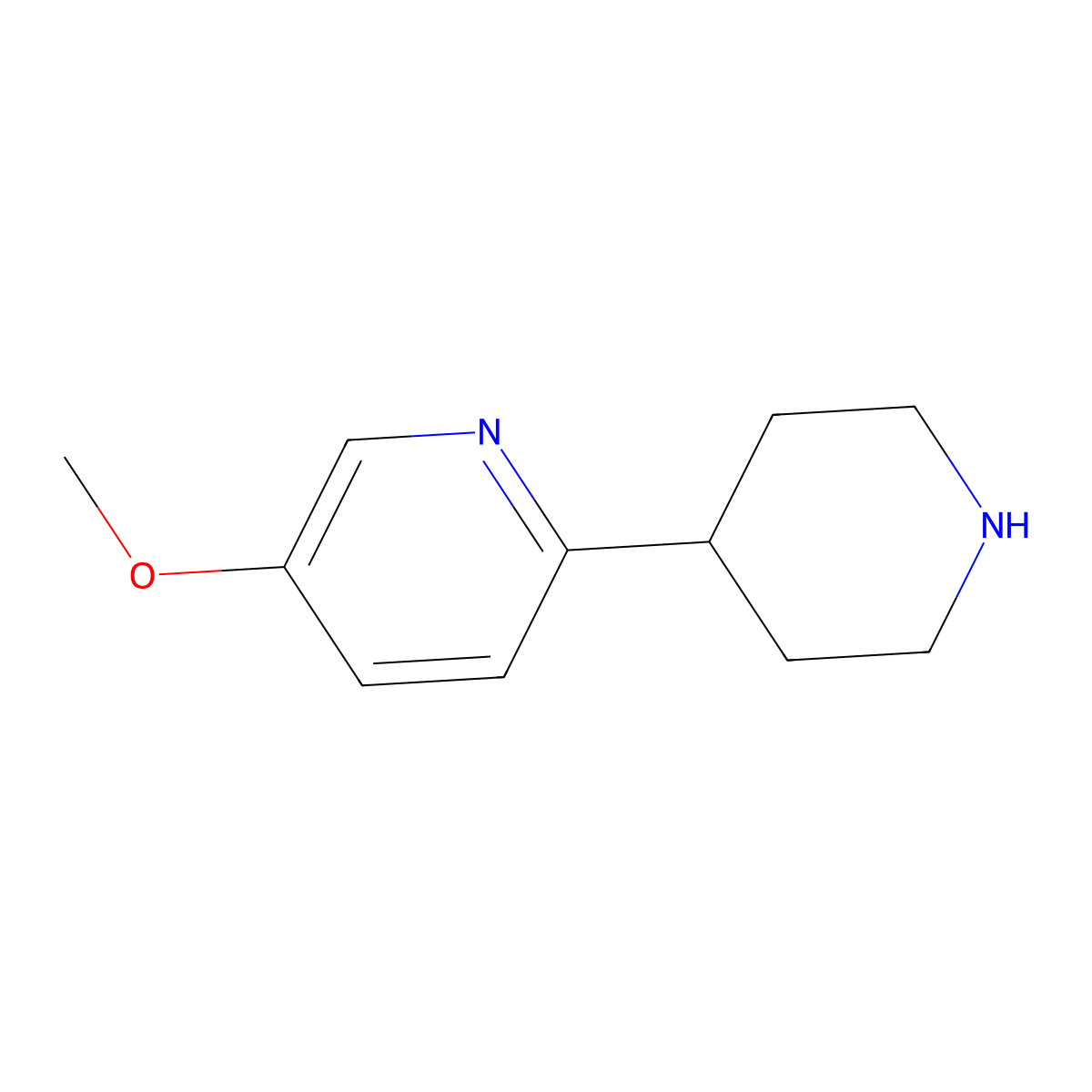 5-Methoxy-2-(piperidin-4-yl)pyridine molecular structure, CAS 1256789-40-8