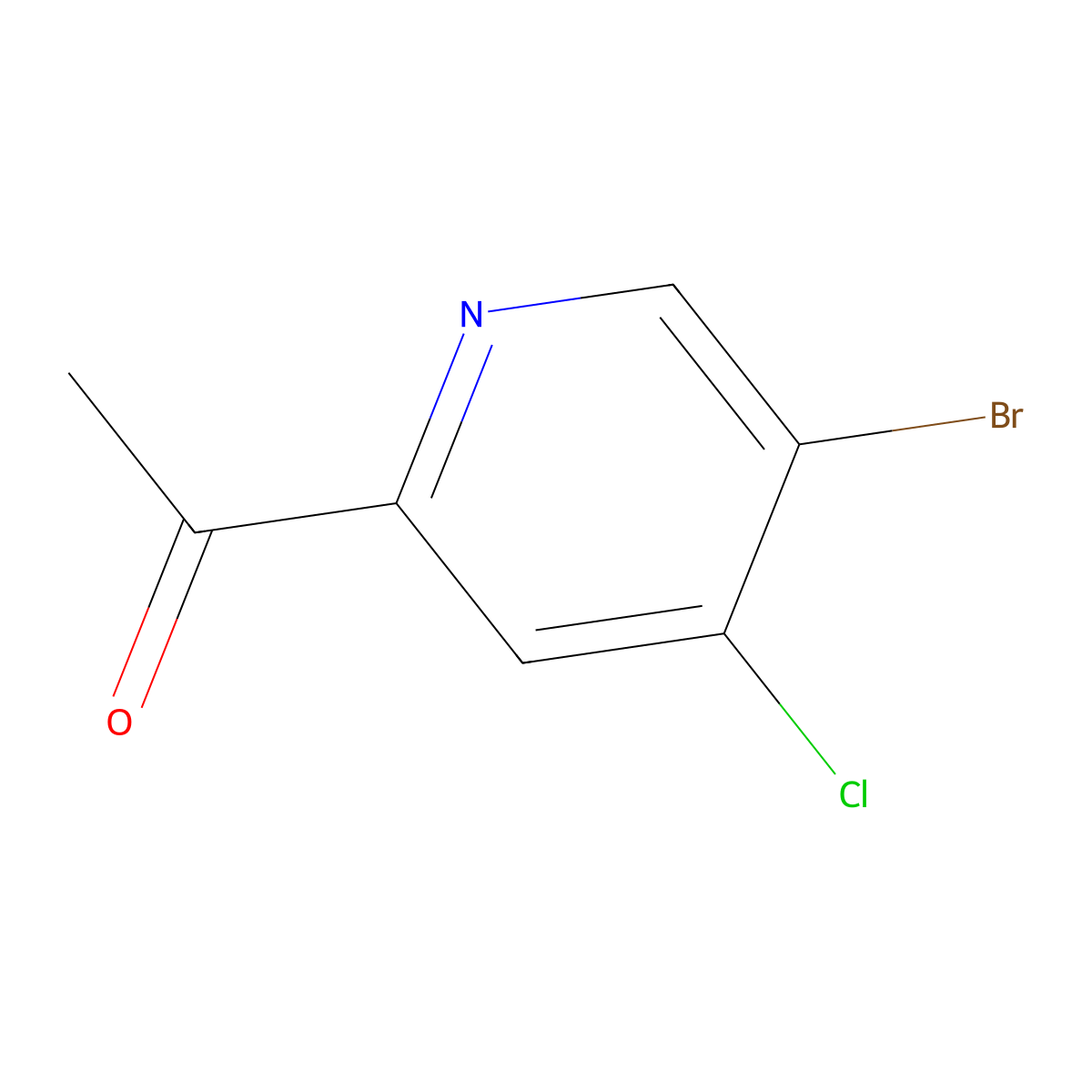 1-(5-Bromo-4-chloropyridin-2-yl)ethanone molecular structure, CAS 1256789-44-2