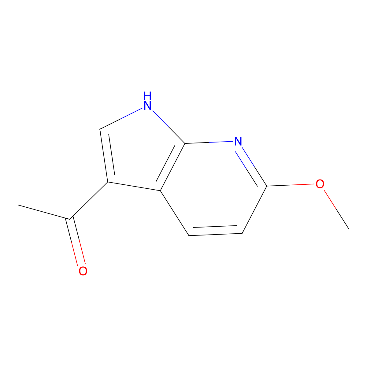 1-(6-methoxy-1H-pyrrolo[2,3-b]pyridin-3-yl)-ethanone molecular structure, CAS 1256789-56-6