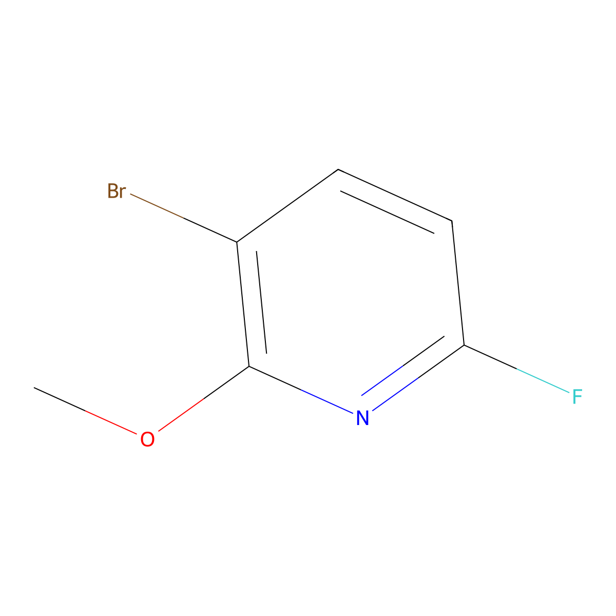 3-Bromo-6-fluoro-2-methoxypyridine molecular structure, CAS 1256789-63-5