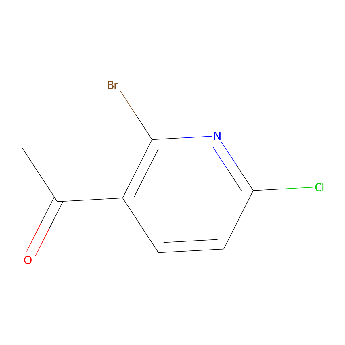 1-(2-Bromo-6-chloropyridin-3-yl)ethanone molecular structure, CAS 1256789-68-0