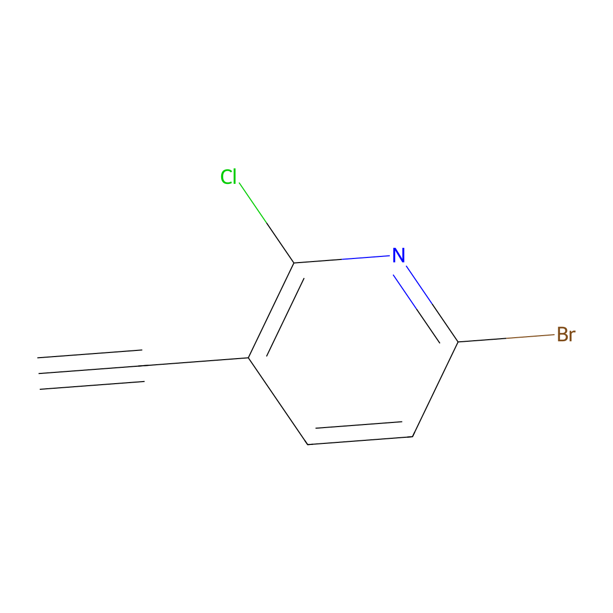 6-Bromo-2-chloro-3-ethynylpyridine molecular structure, CAS 1256789-83-9