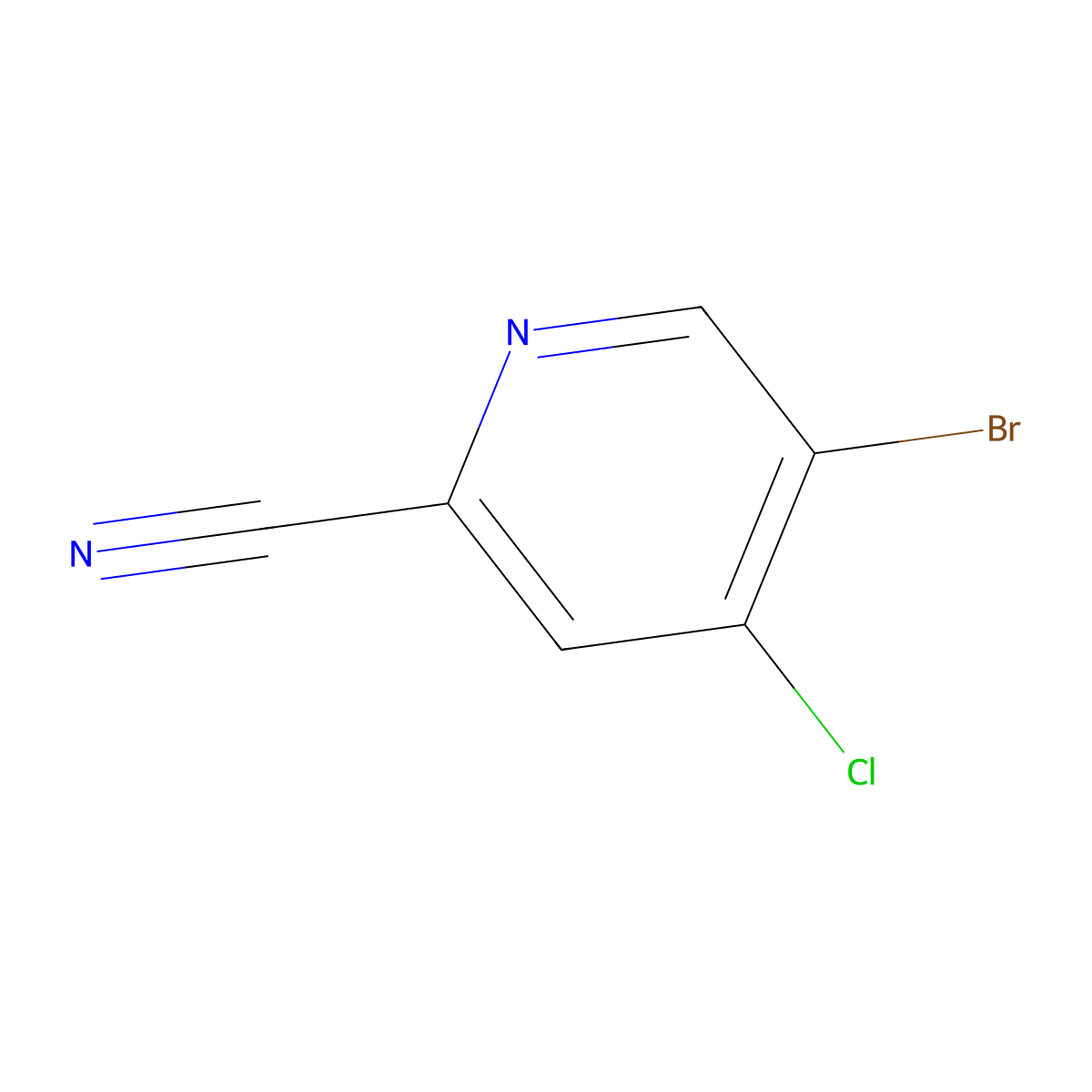 5-Bromo-4-chloropyridine-2-carbonitrile molecular structure, CAS 1256790-41-6