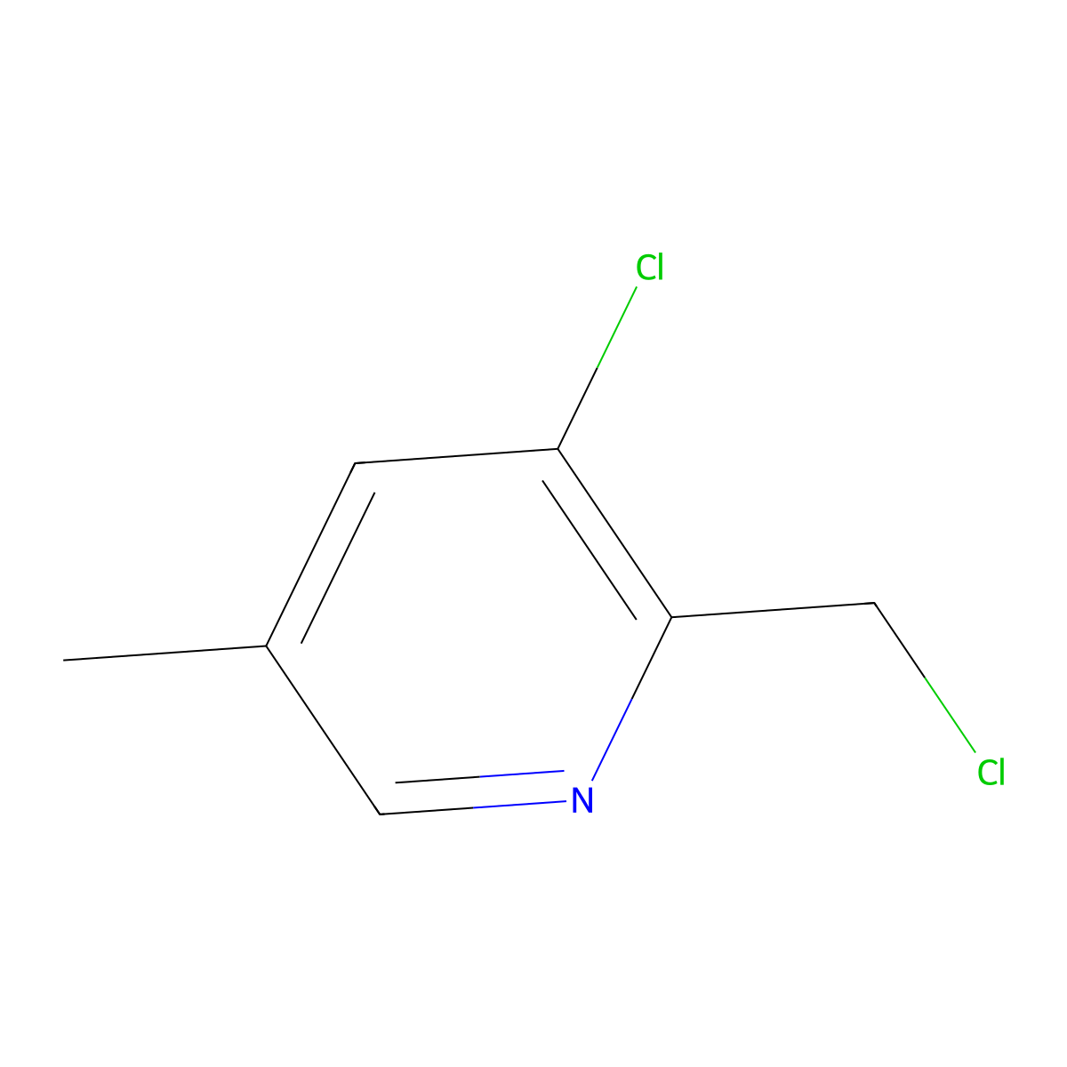 3-Chloro-2-(chloromethyl)-5-methylpyridine molecular structure, CAS 1256790-68-7