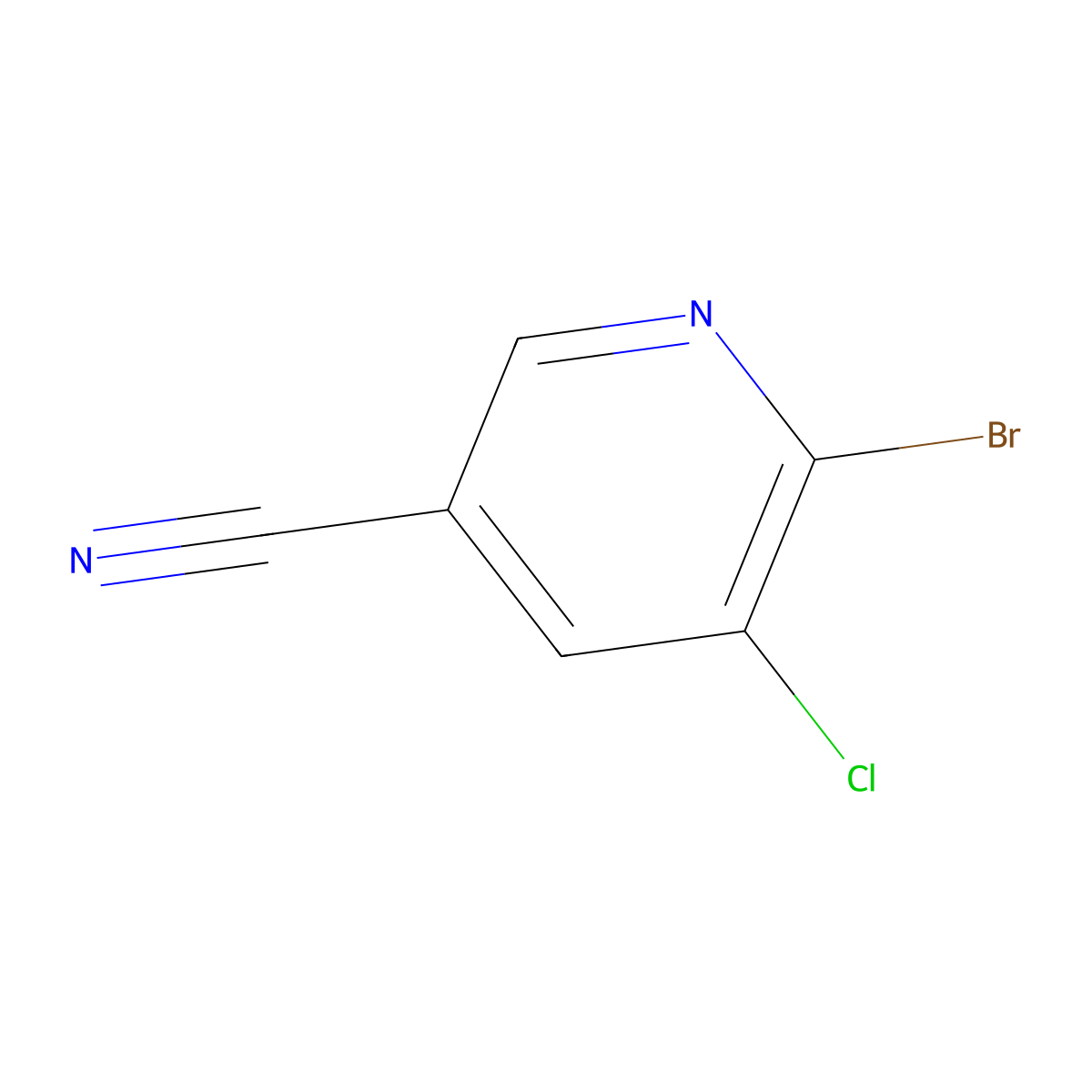 6-Bromo-5-chloronicotinonitrile molecular structure, CAS 1256790-78-9