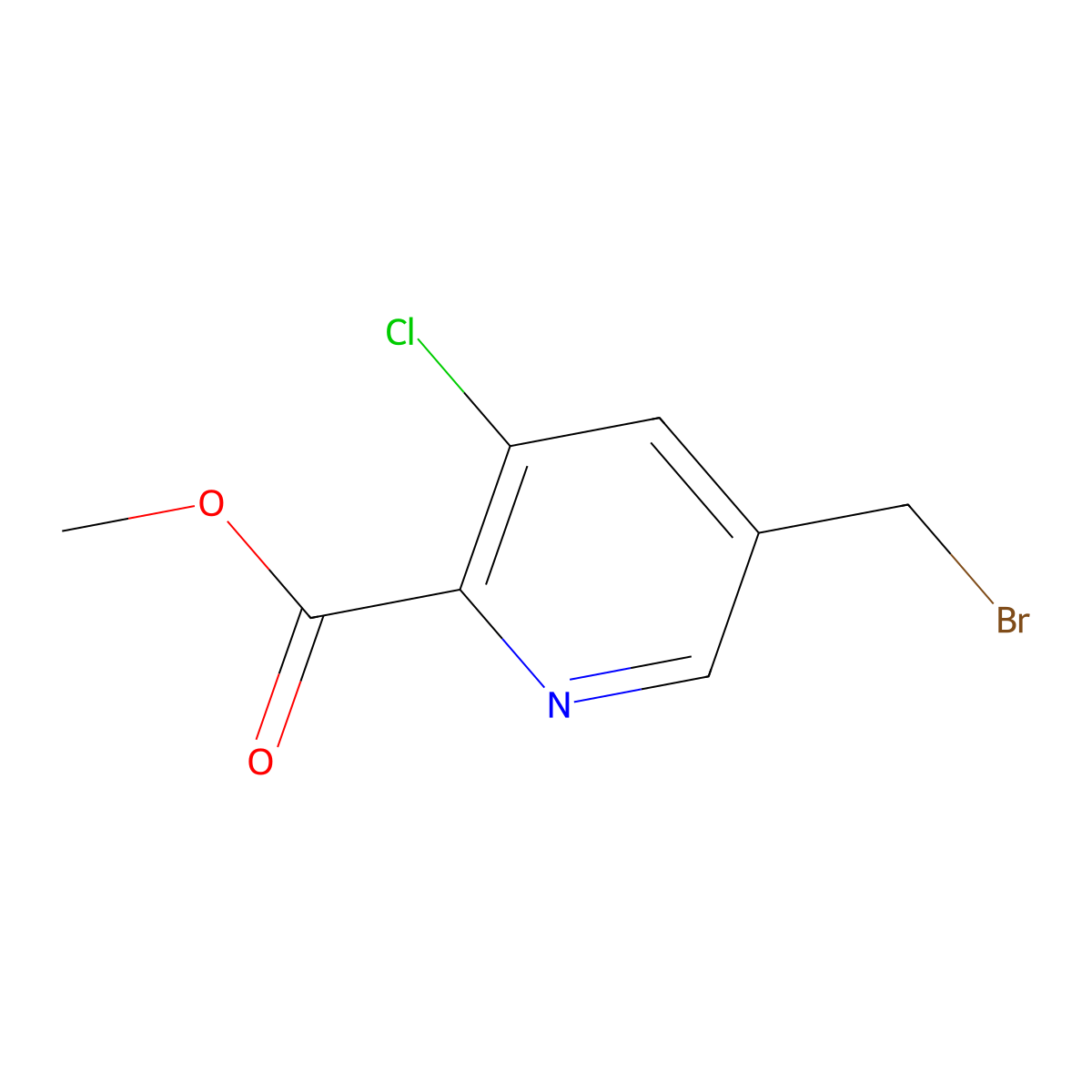 2-Pyridinecarboxylic acid, 5-(bromomethyl)-3-chloro-, methyl ester molecular structure, CAS 1256791-46-4