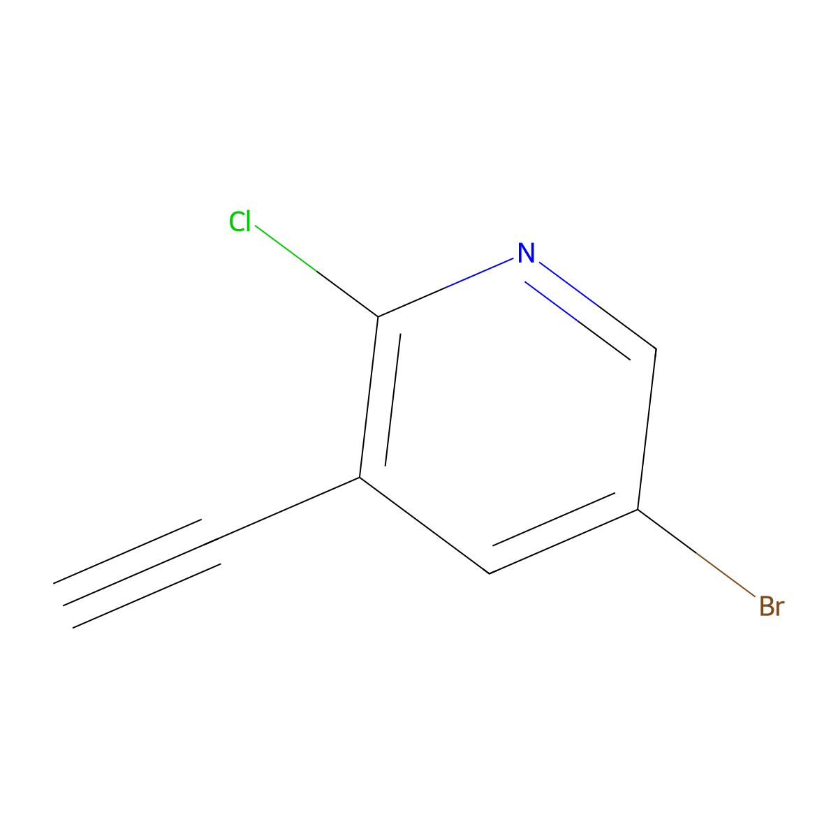5-Bromo-2-chloro-3-ethynylpyridine molecular structure, CAS 1256791-73-7