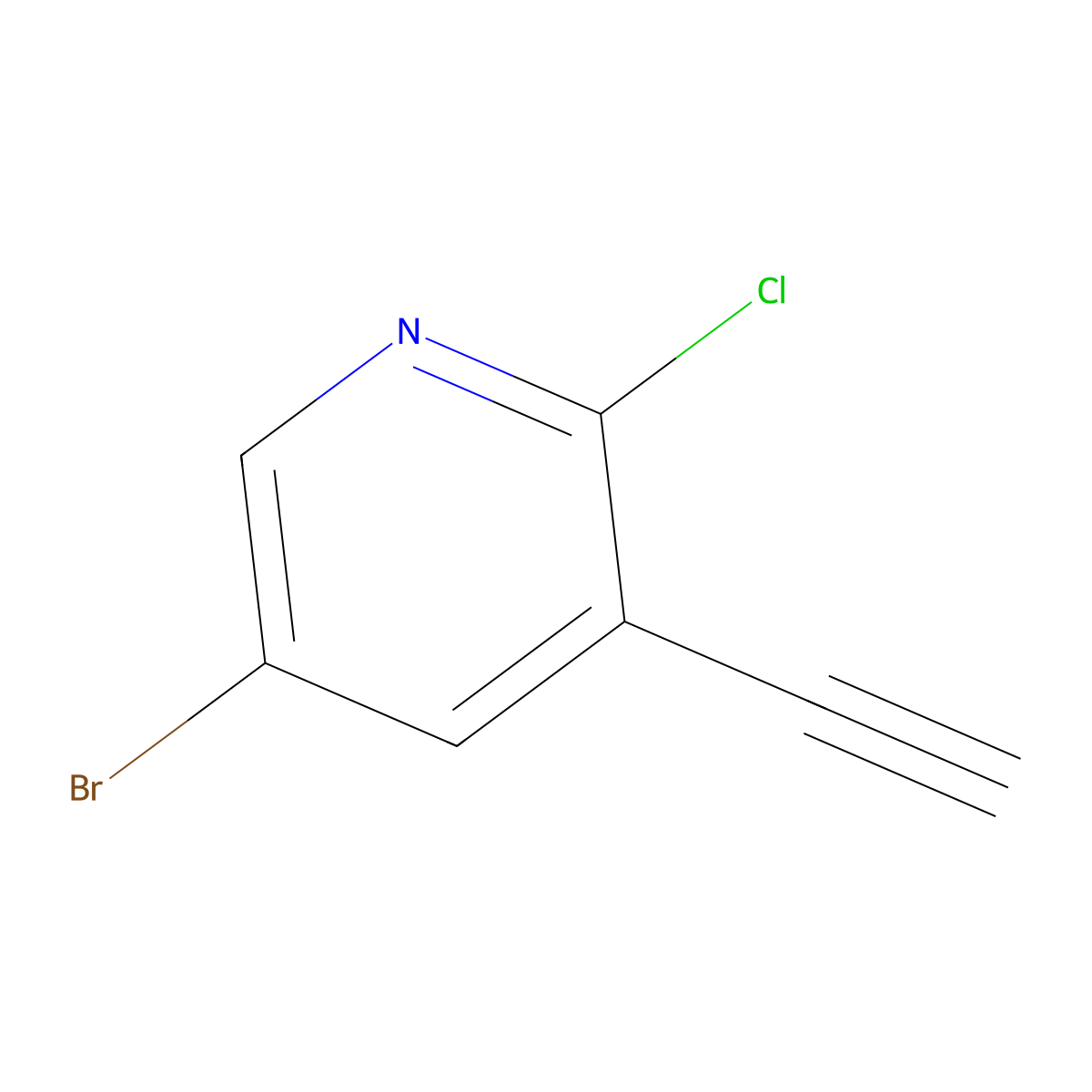 5-Bromo-2-chloro-3-ethynylpyridine molecular structure, CAS 1256791-73-7