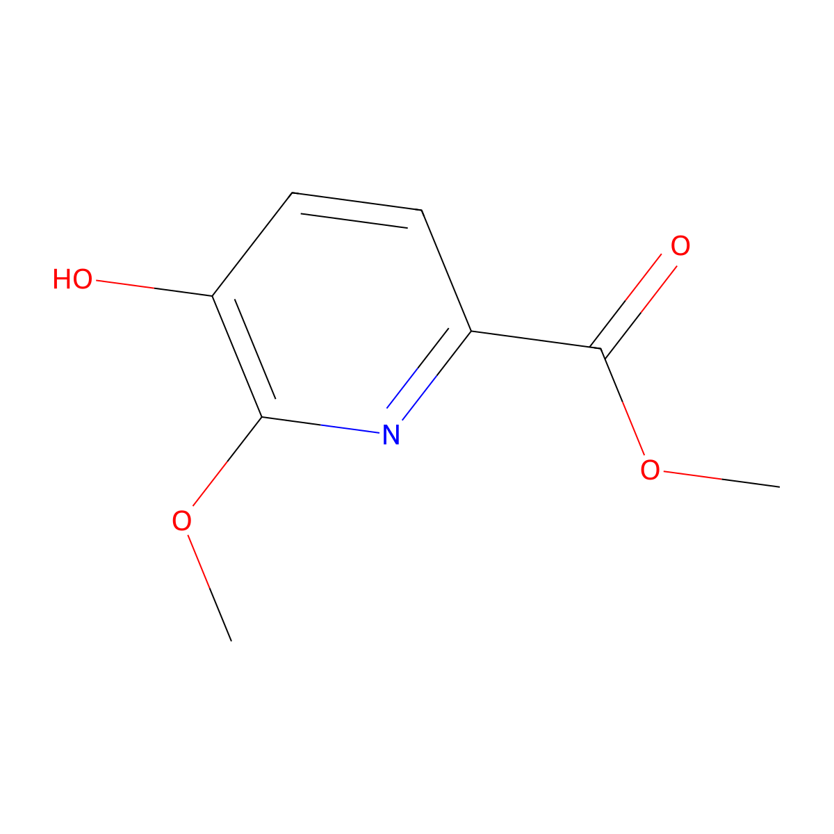 Methyl 5-hydroxy-6-methoxypicolinate molecular structure, CAS 1256791-78-2