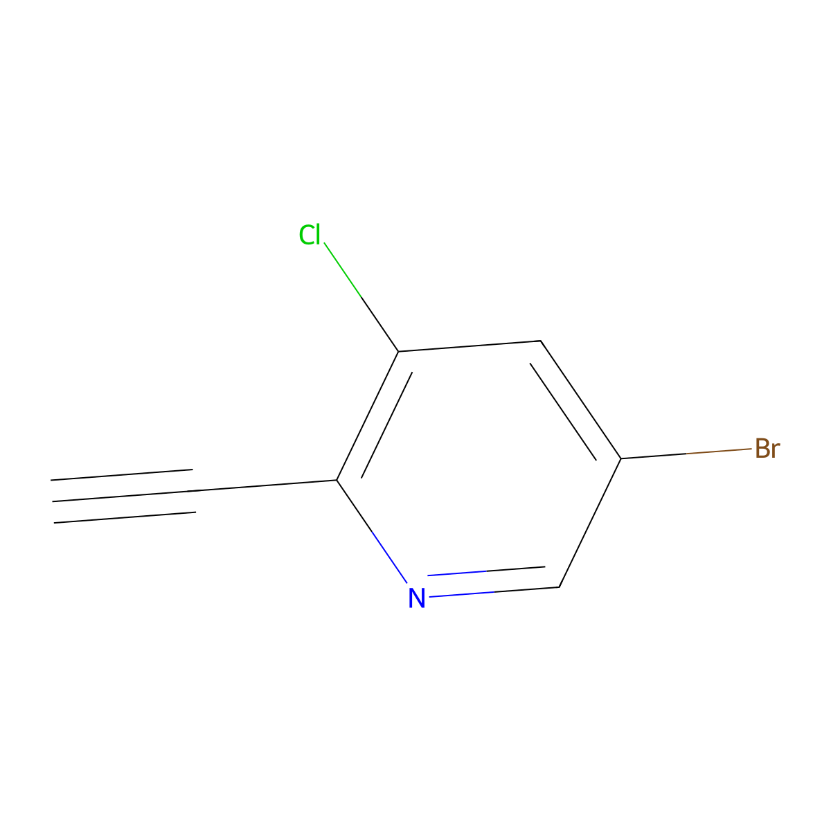 5-Bromo-3-chloro-2-ethynylpyridine molecular structure, CAS 1256791-79-3
