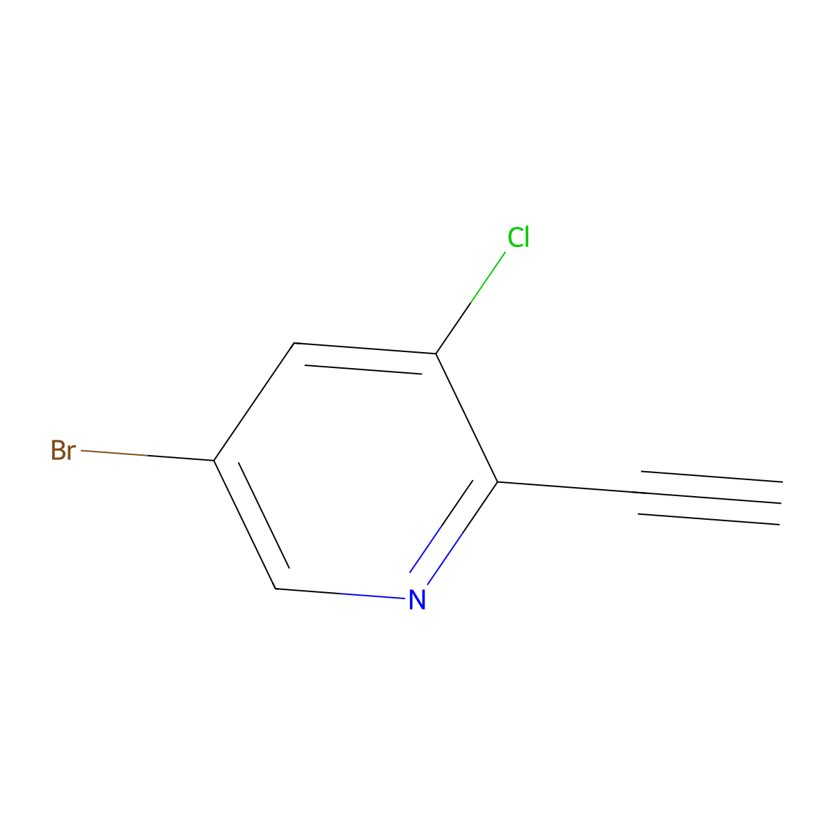5-Bromo-3-chloro-2-ethynylpyridine molecular structure, CAS 1256791-79-3