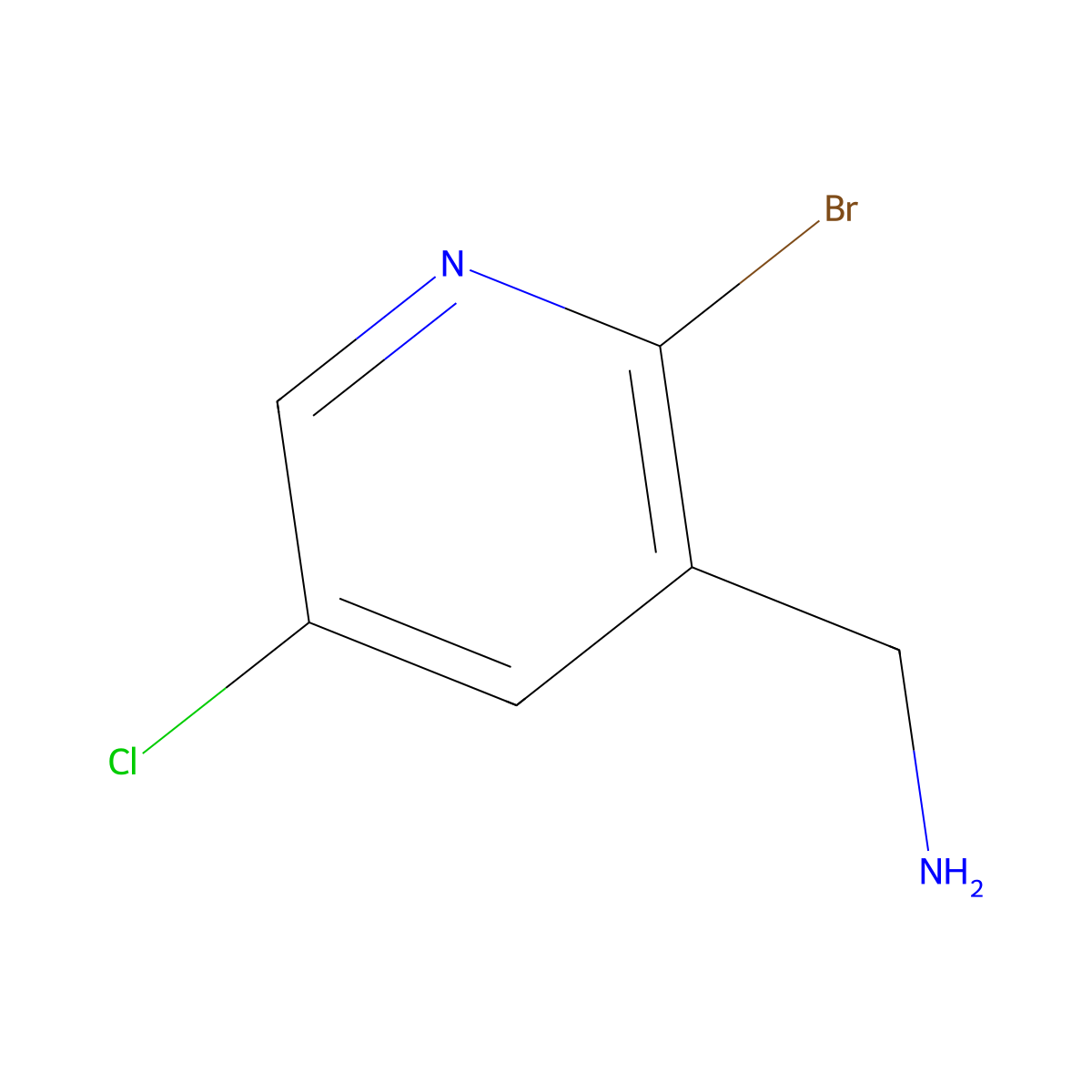 (2-Bromo-5-chloro-3-pyridinyl)methanamine molecular structure, CAS 1256792-05-8