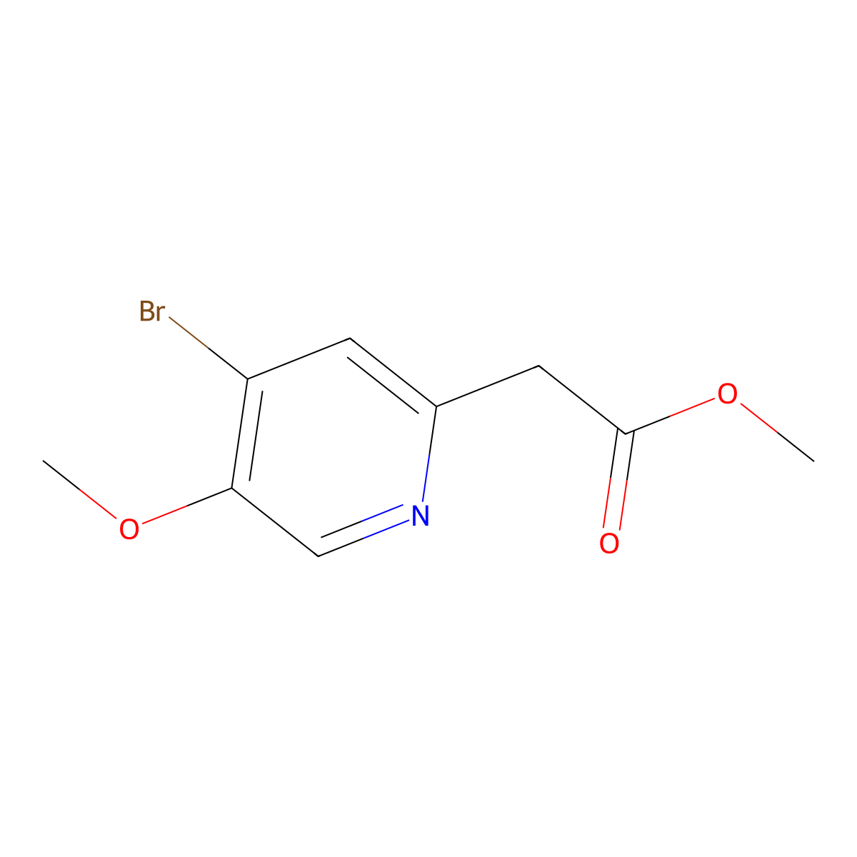 Methyl 4-bromo-5-methoxypyridine-2-acetate molecular structure, CAS 1256792-29-6